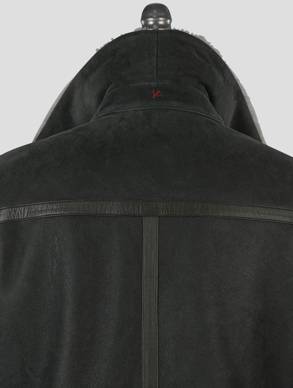 Isaia Green Leather Sheepskin Coat