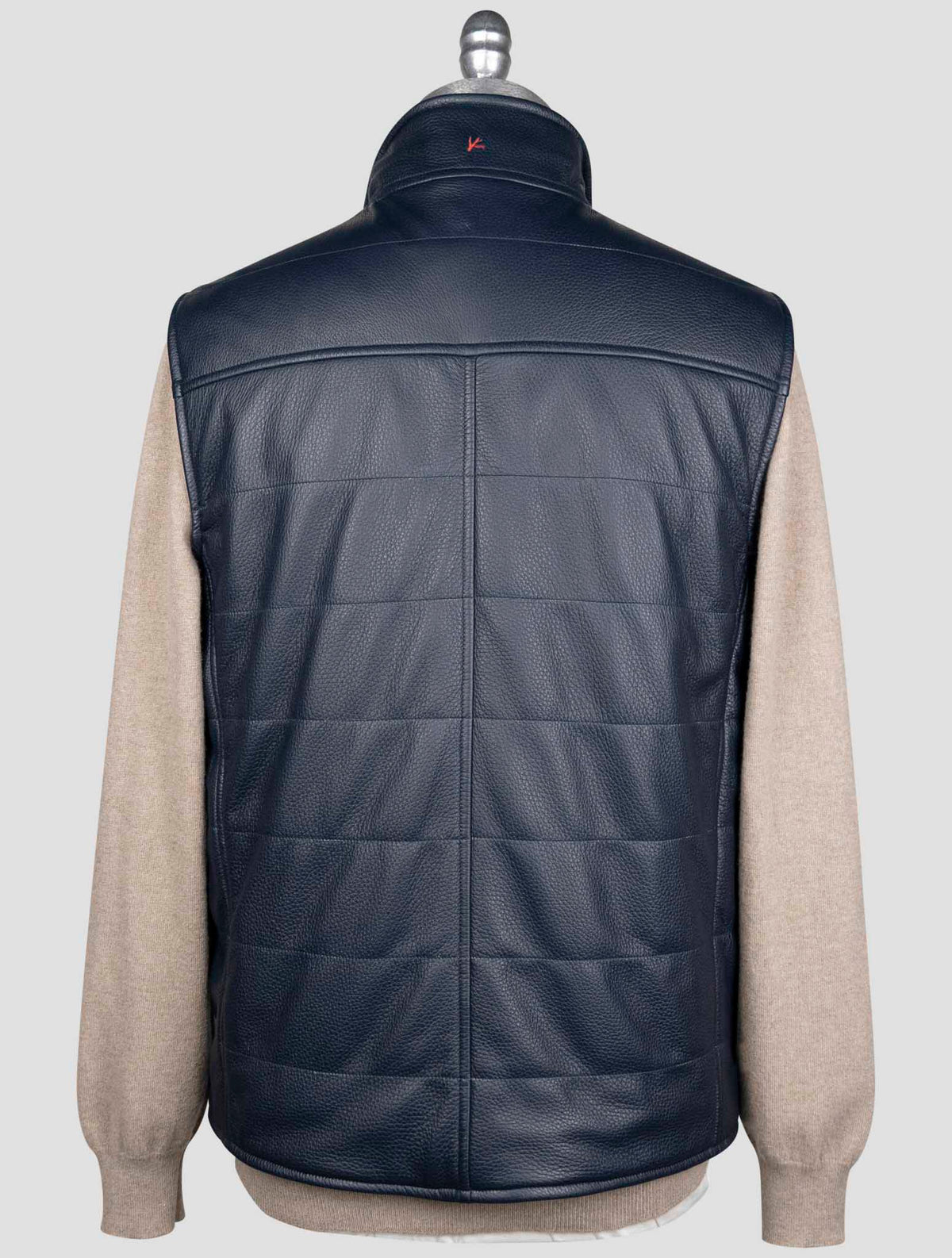 Isaia Blue Leather Gilet Coat