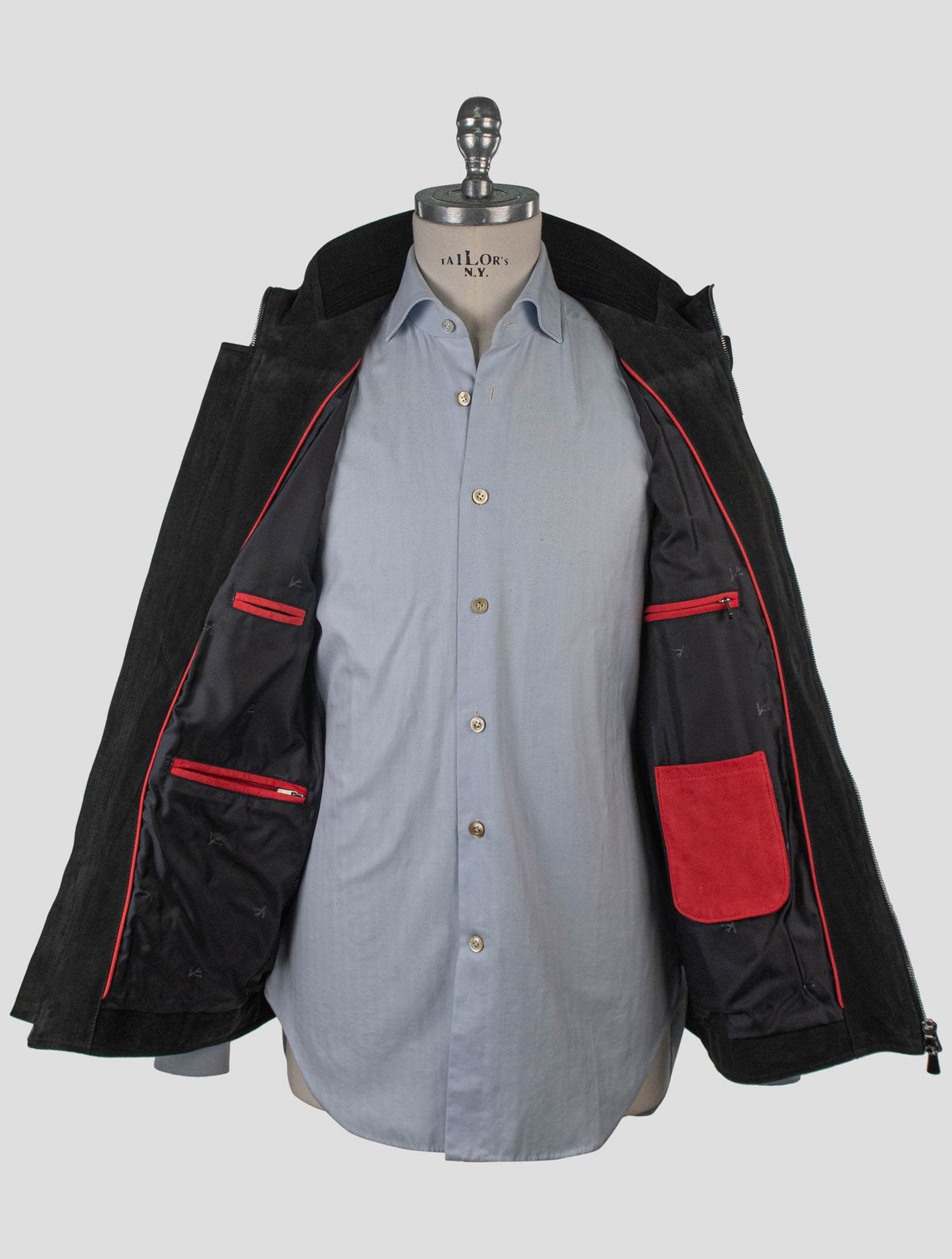 Isaia Blue Leather Suede Gilet