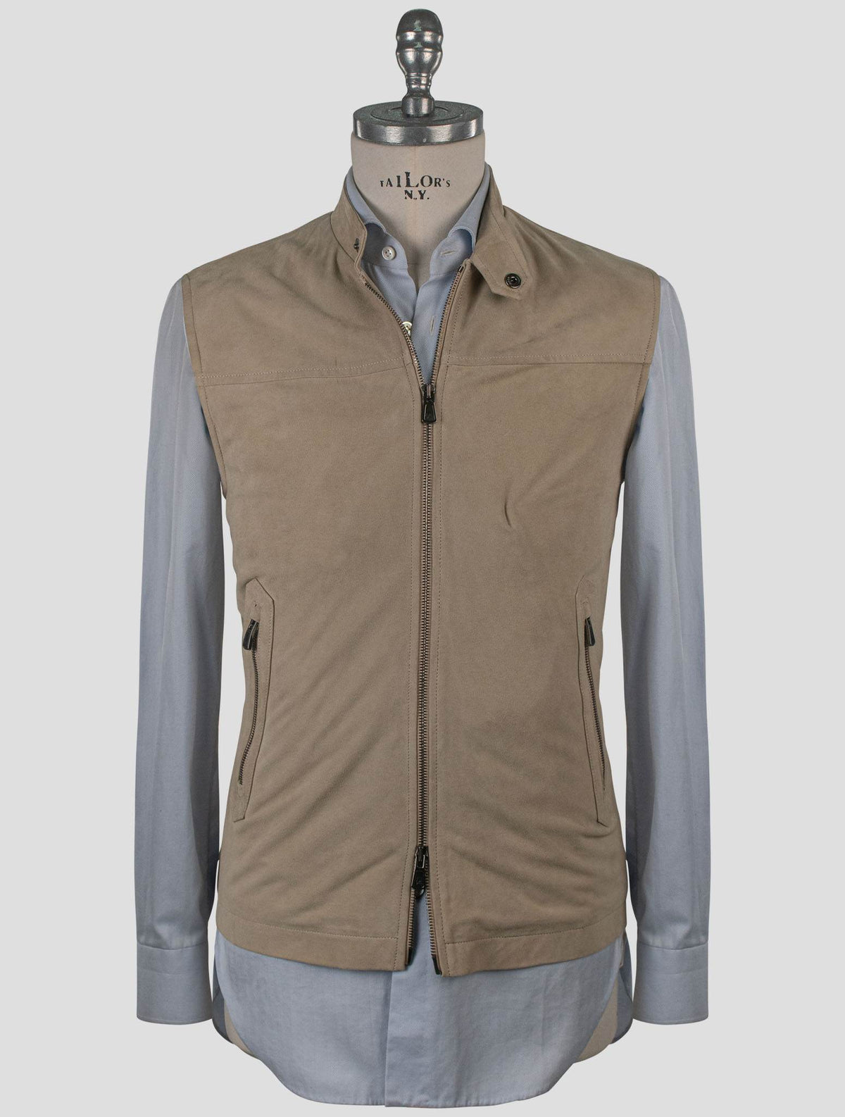 Isaia Isaia Beige Leather Suede Gilet Beige 000