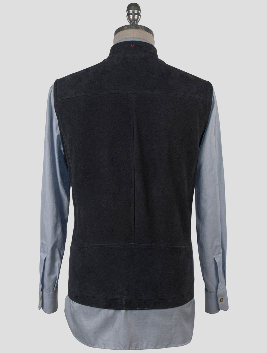 Isaia Blue Leather Suede Gilet