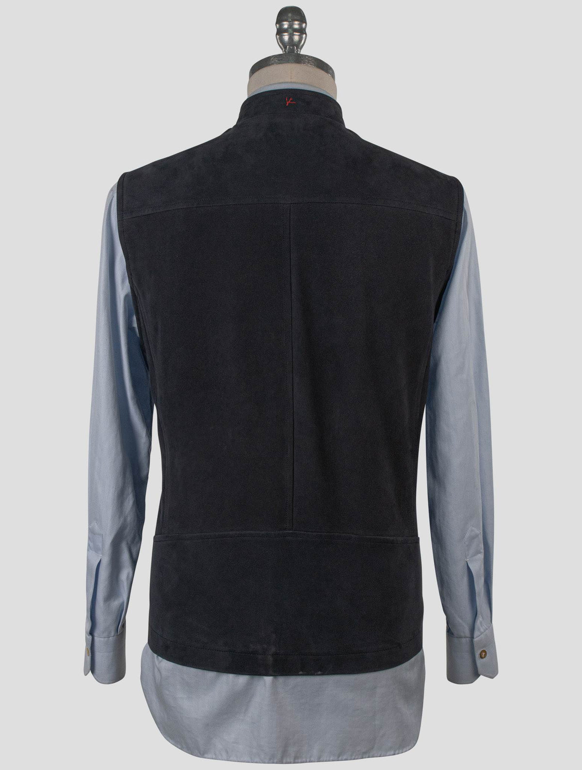 Isaia Blue Leather Suede Gilet