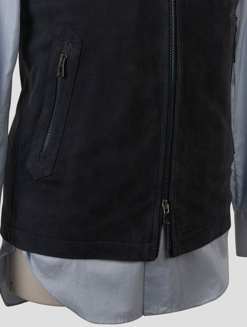 Isaia Blue Leather Suede Gilet