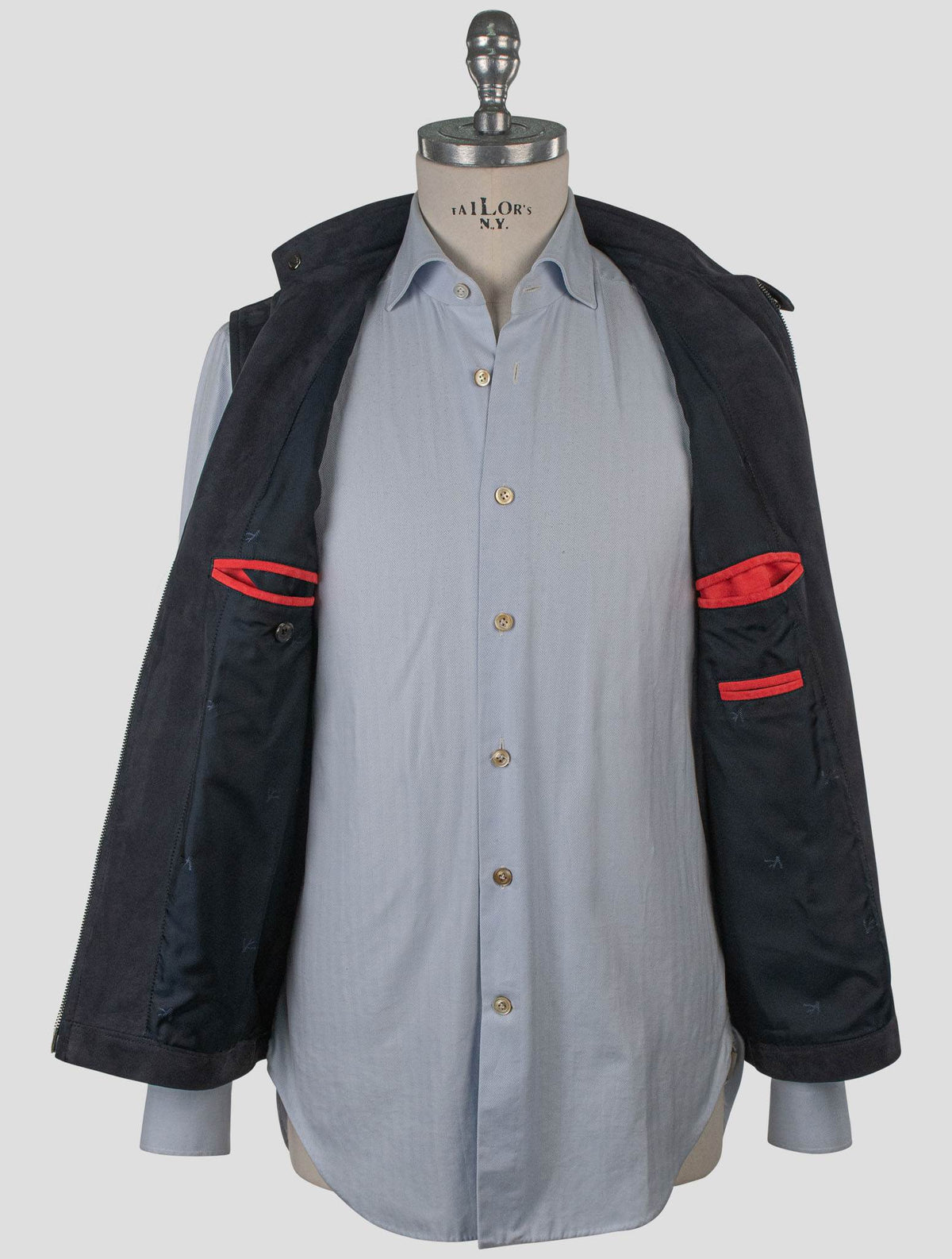 Isaia Blue Leather Suede Gilet