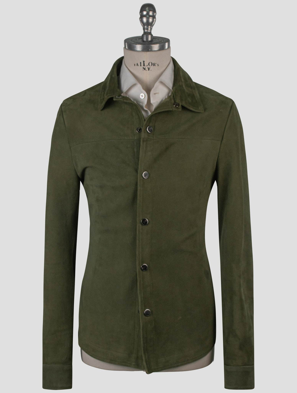 Isaia Green Leather Suede Coat