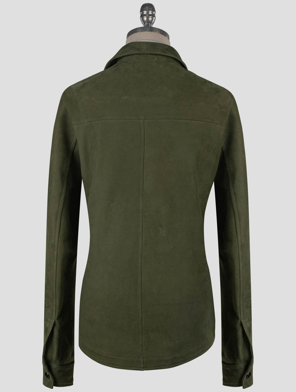 Isaia Green Leather Suede Coat