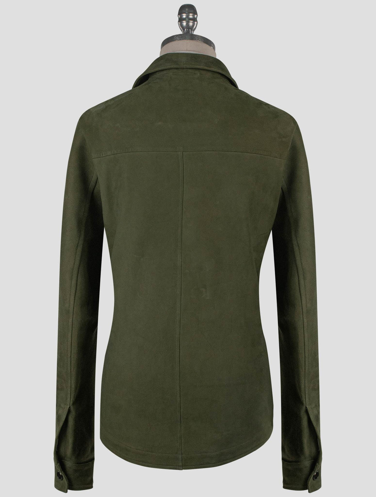 Isaia Green Leather Suede Coat