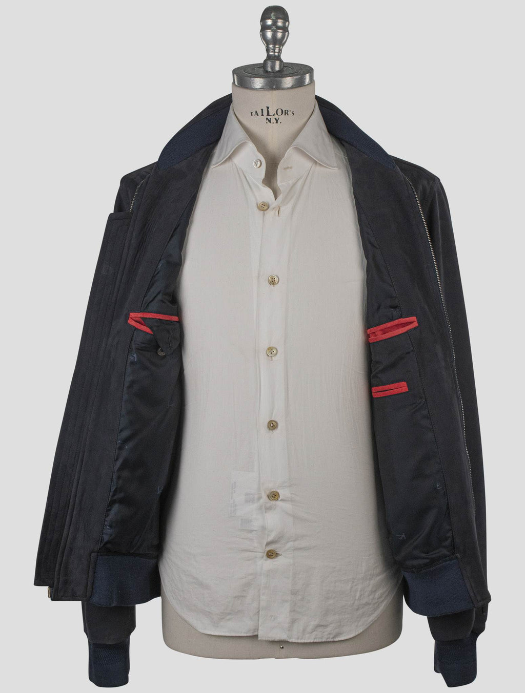 Isaia Blue Leather Suede Coat
