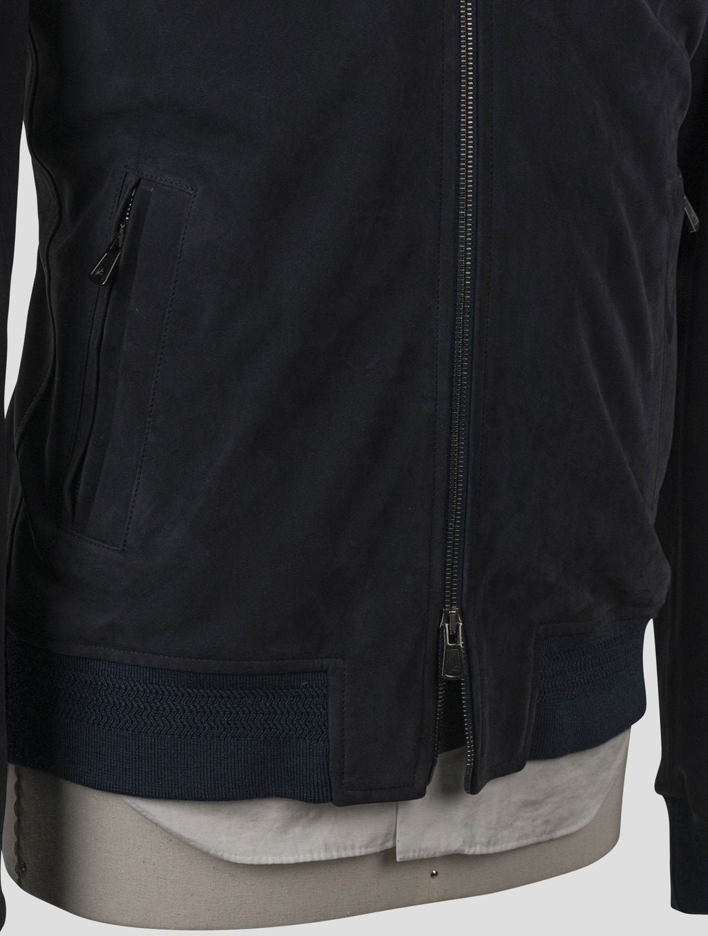 Isaia Blue Leather Suede Coat