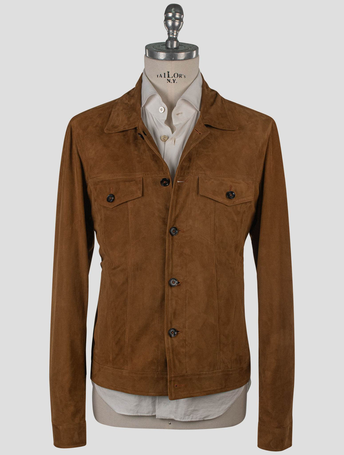 Isaia Beige Leather Suede Coat