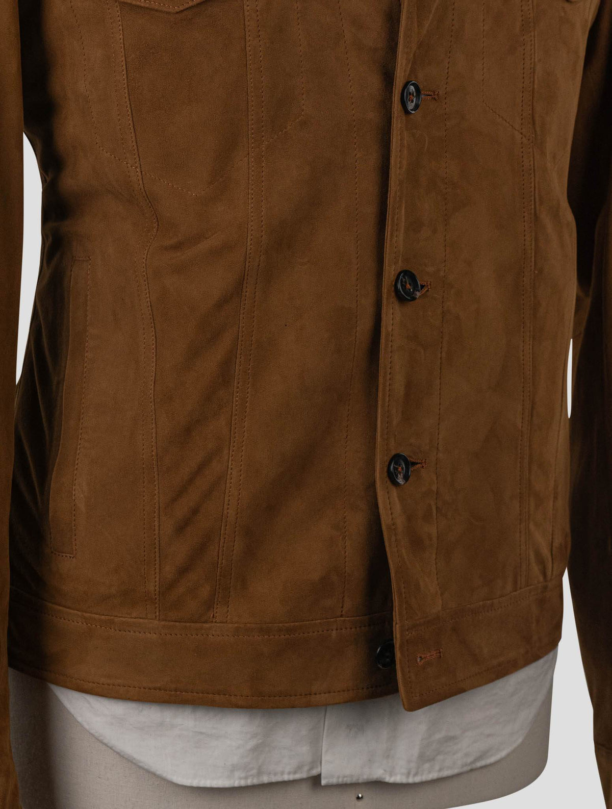Isaia Beige Leather Suede Coat
