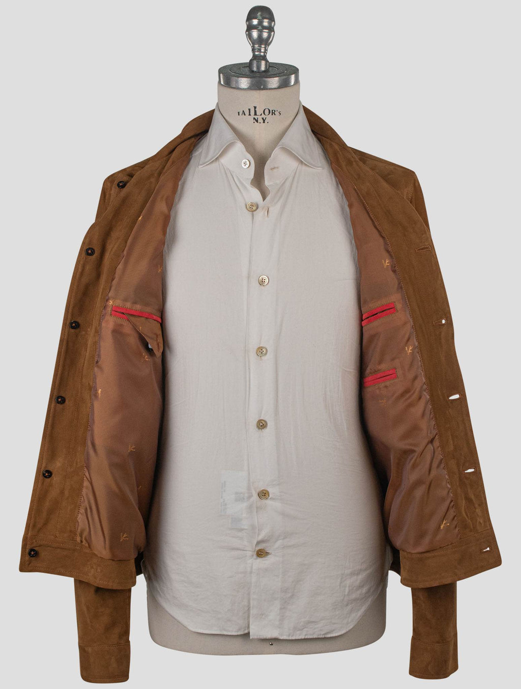 Isaia Beige Leather Suede Coat