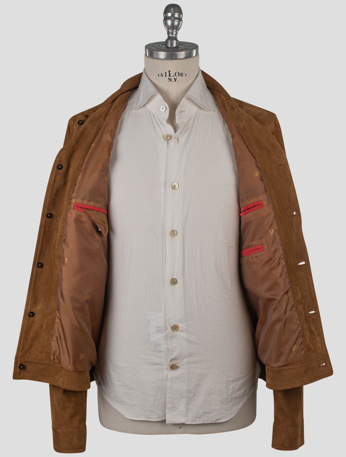 Isaia Beige Leather Suede Coat