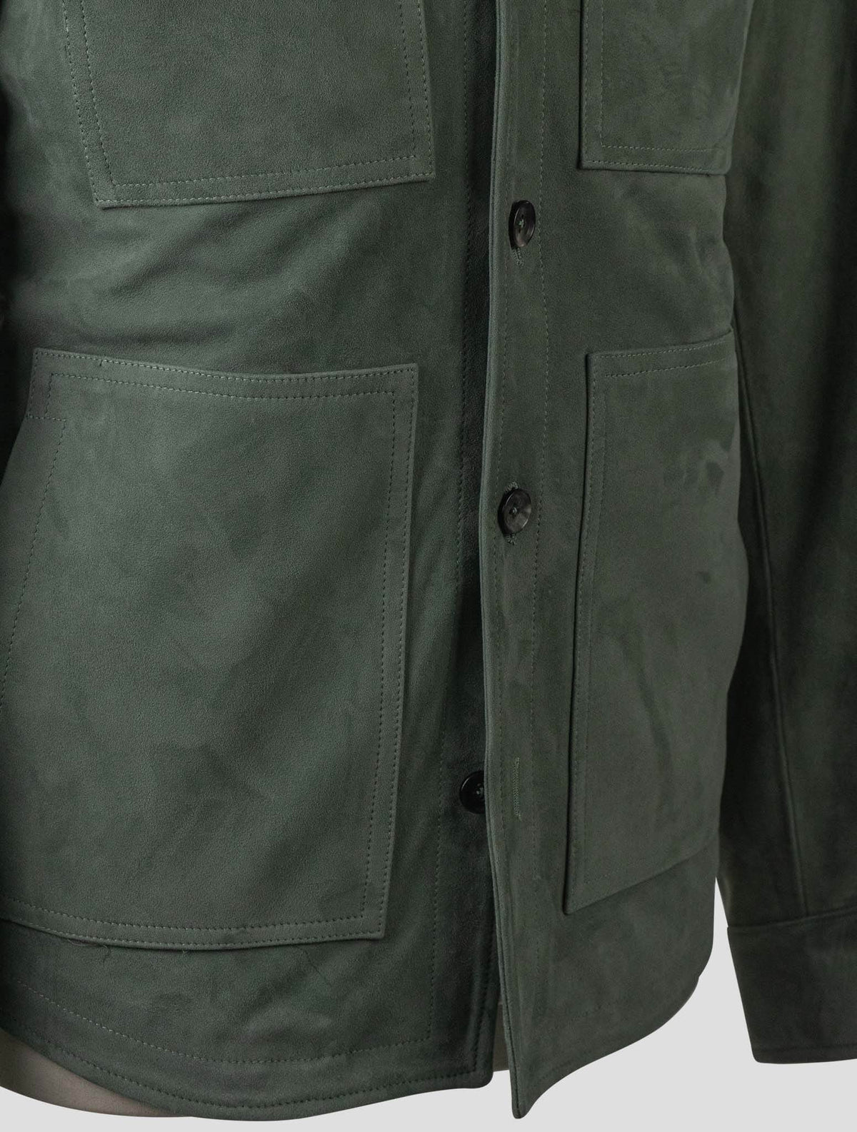 Isaia Green Leather Suede Coat