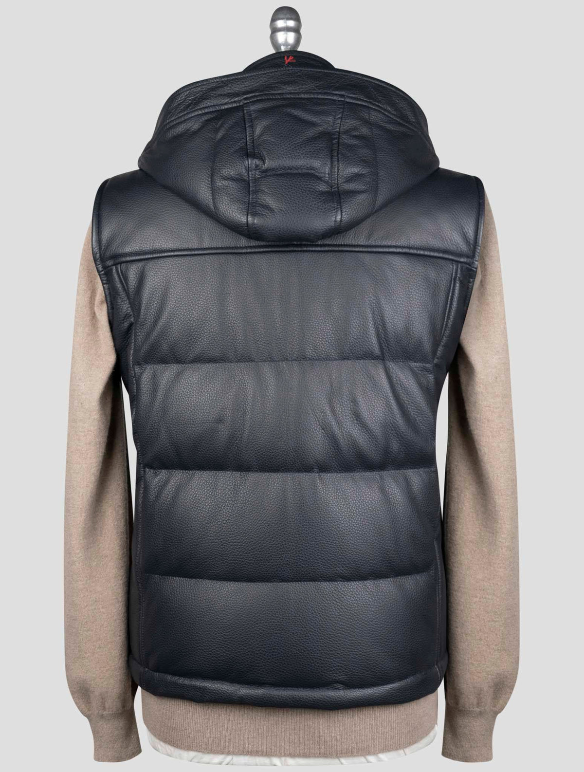 Isaia Black Leather Gilet Coat