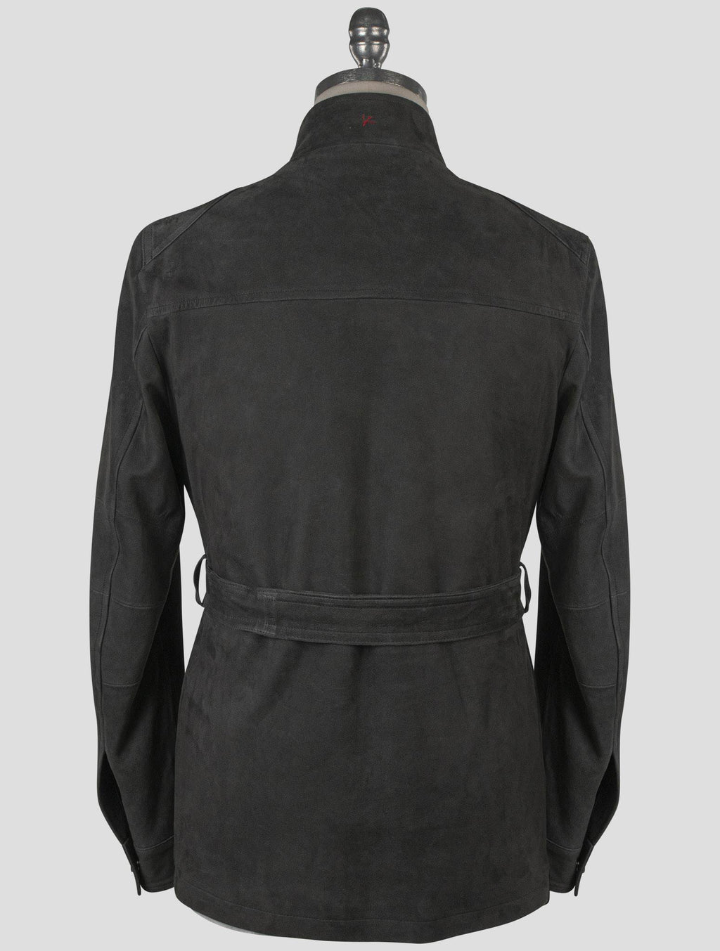 Isaia Gray Leather Suede Coat
