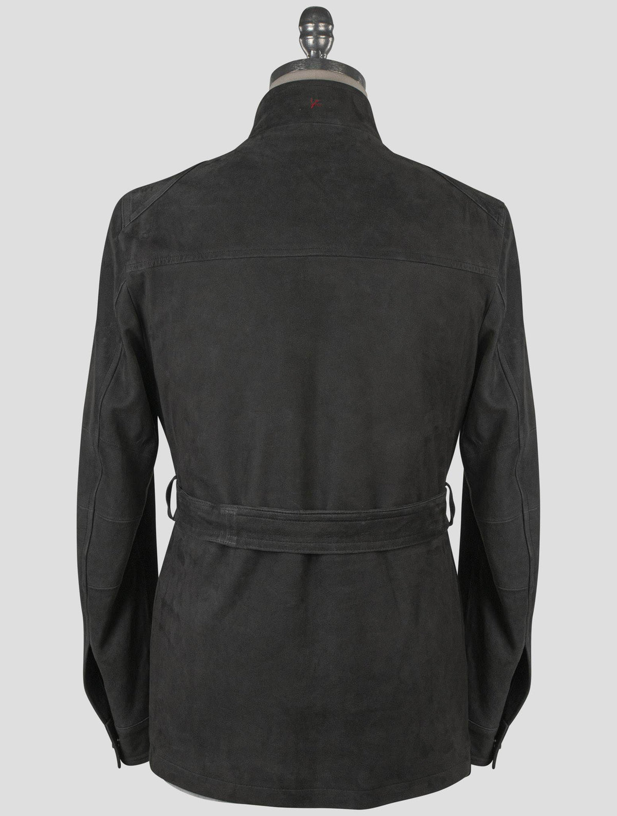 Isaia Gray Leather Suede Coat