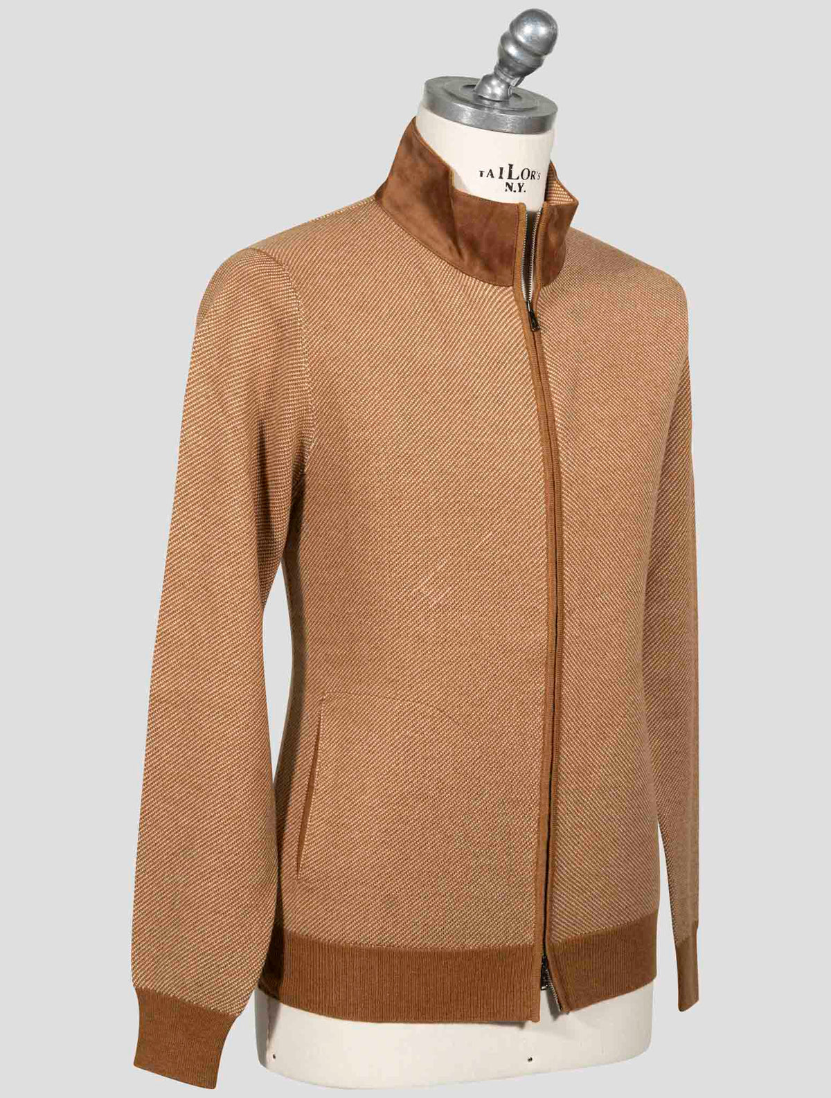 Fioroni Fioroni Brown Cashmere Virgin Wool Sweater Full Zip Brown 001