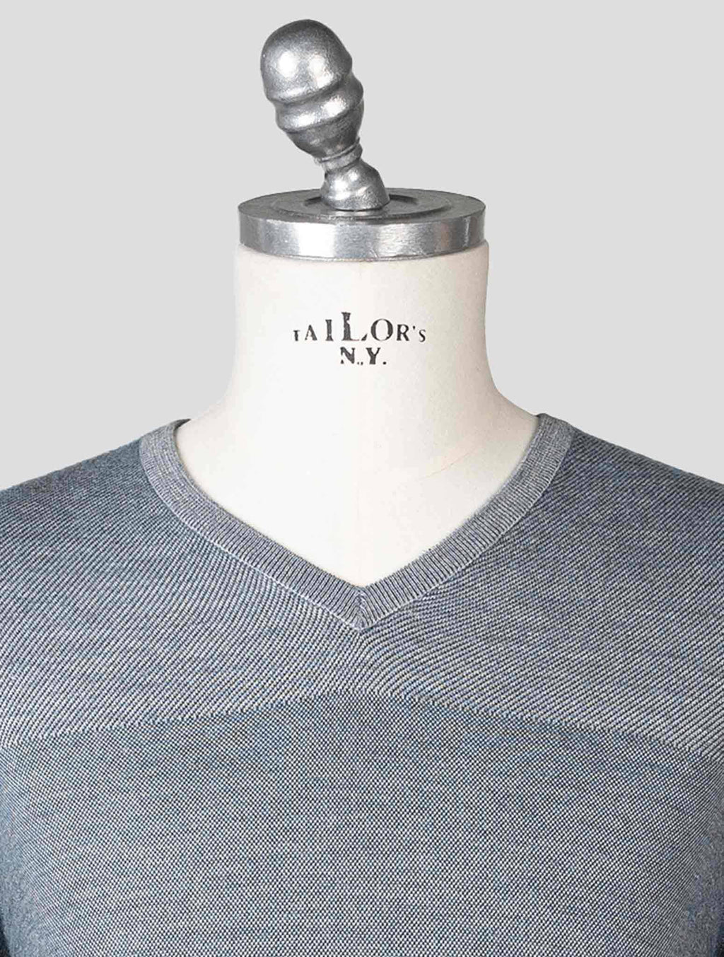 Fioroni Gray Virgin Wool Cashmere Silk Sweater V-Neck