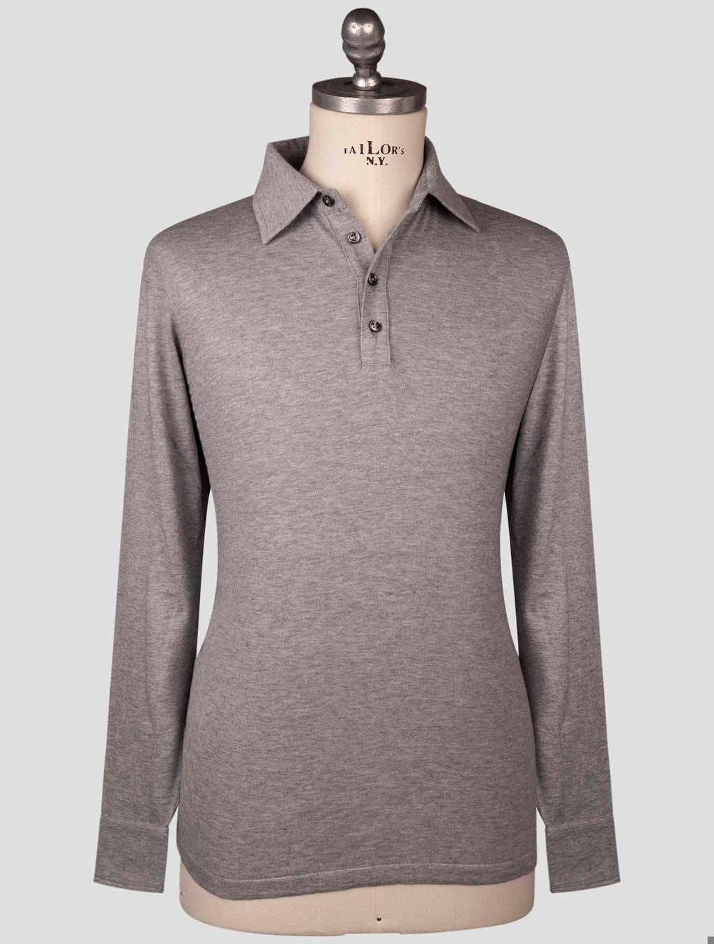 Fioroni Gray Cotton Cashmere Sweater Polo