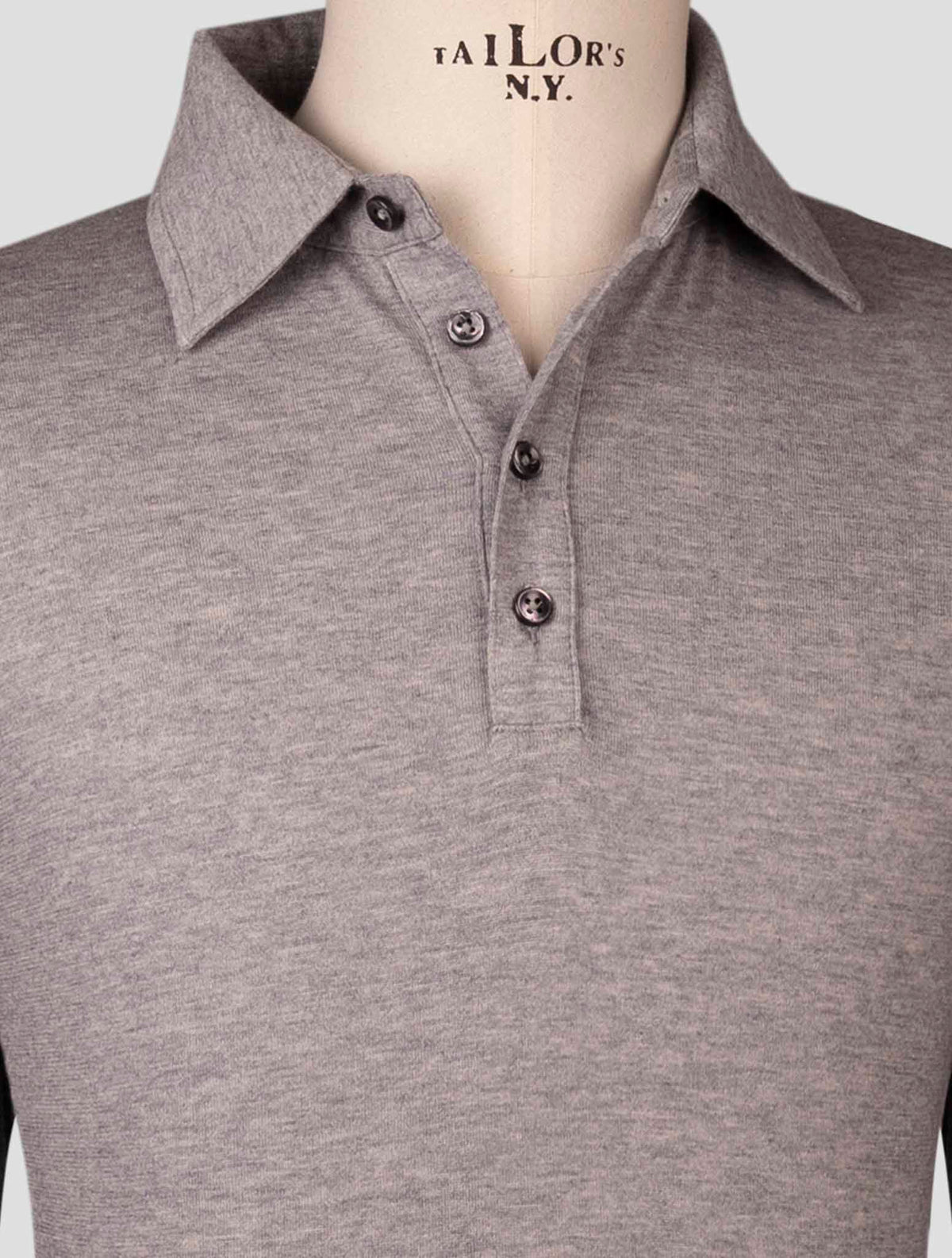 Fioroni Gray Cotton Cashmere Sweater Polo
