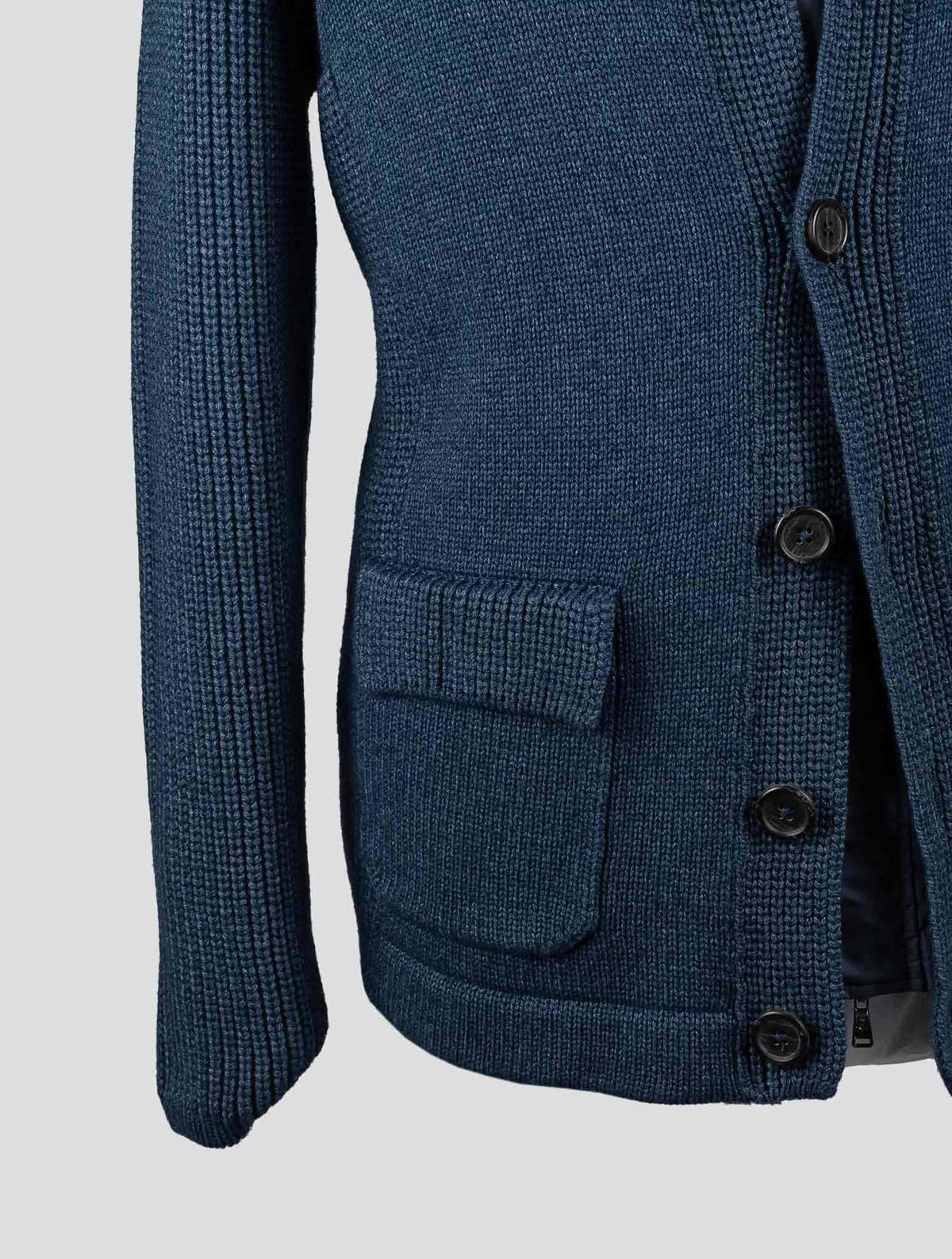 Fioroni Blue Virgin Wool Viscose Cashmere Coat
