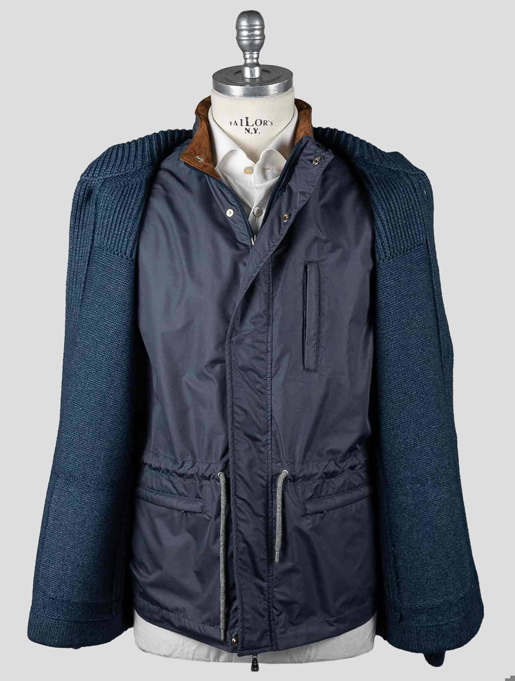 Fioroni Blue Virgin Wool Viscose Cashmere Coat