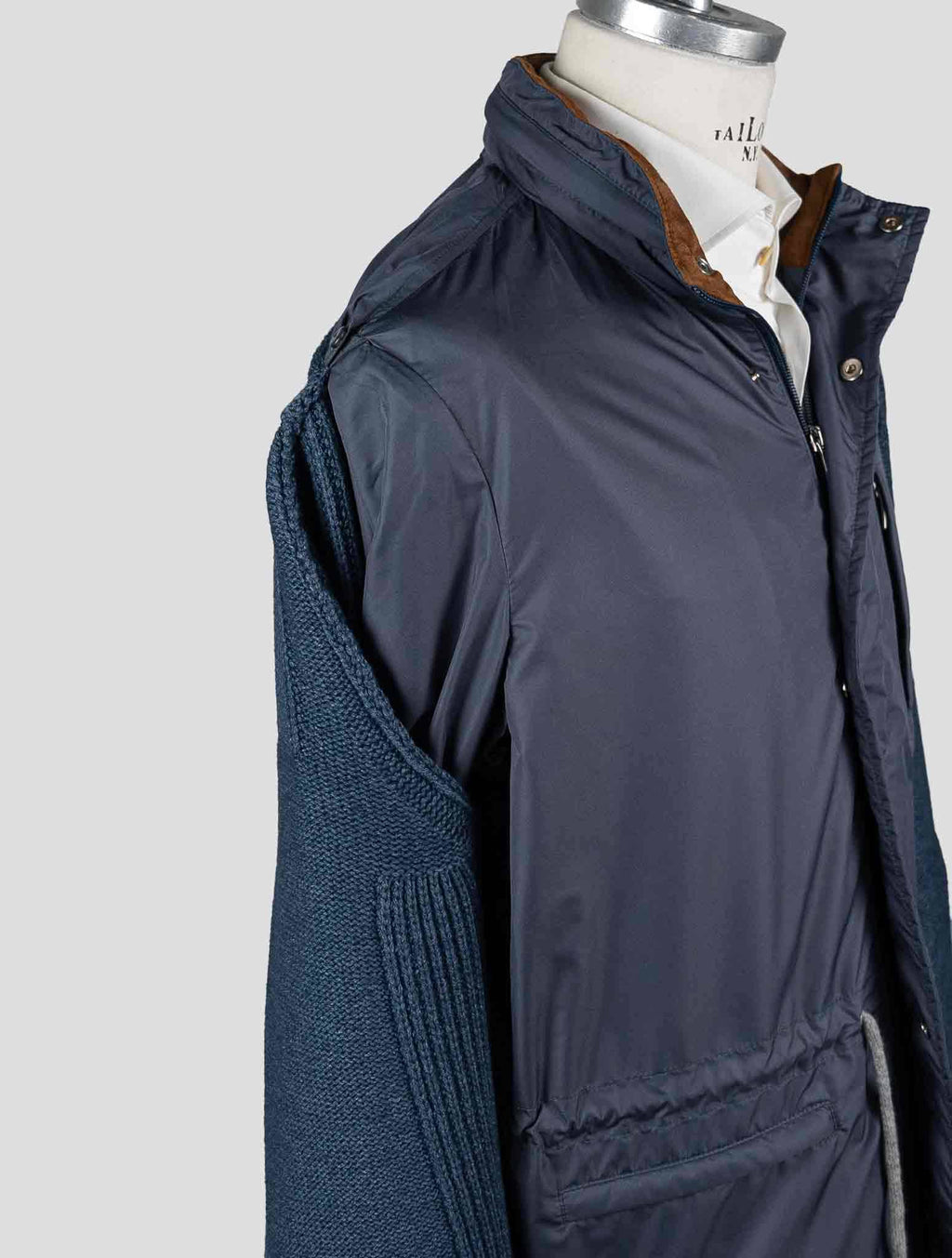 Fioroni Blue Virgin Wool Viscose Cashmere Coat