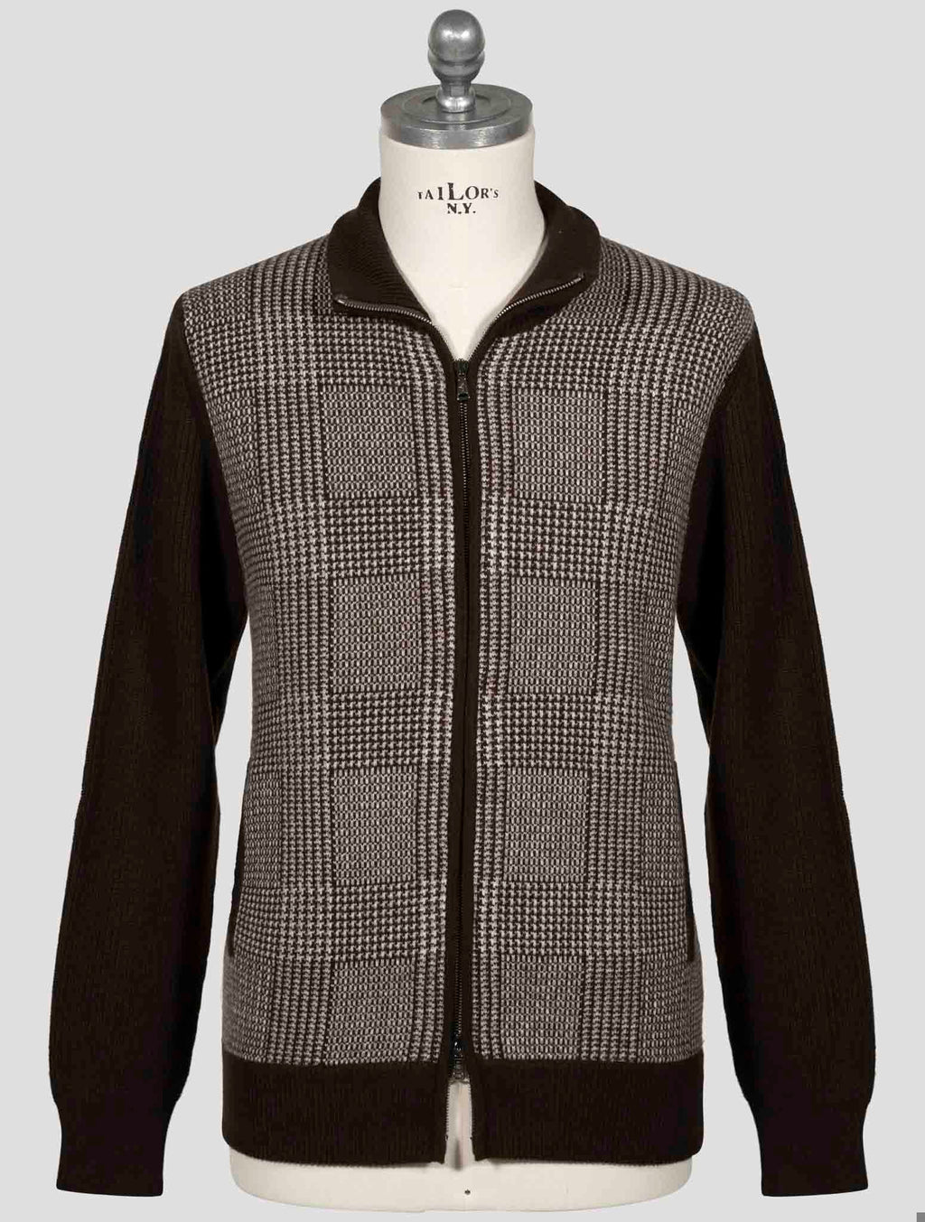 Fioroni Blue Wool Cashmere Sweater Full Zip