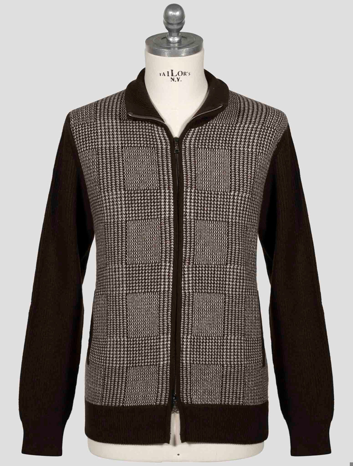 Fioroni Blue Wool Cashmere Sweater Full Zip