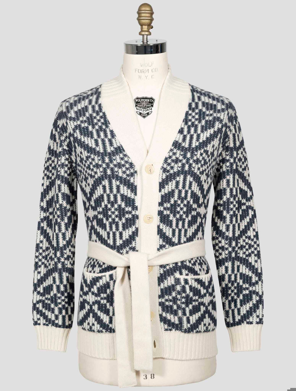 Fioroni Fioroni Blue White Cashmere Virgin Wool Cardigan Blue / White 000