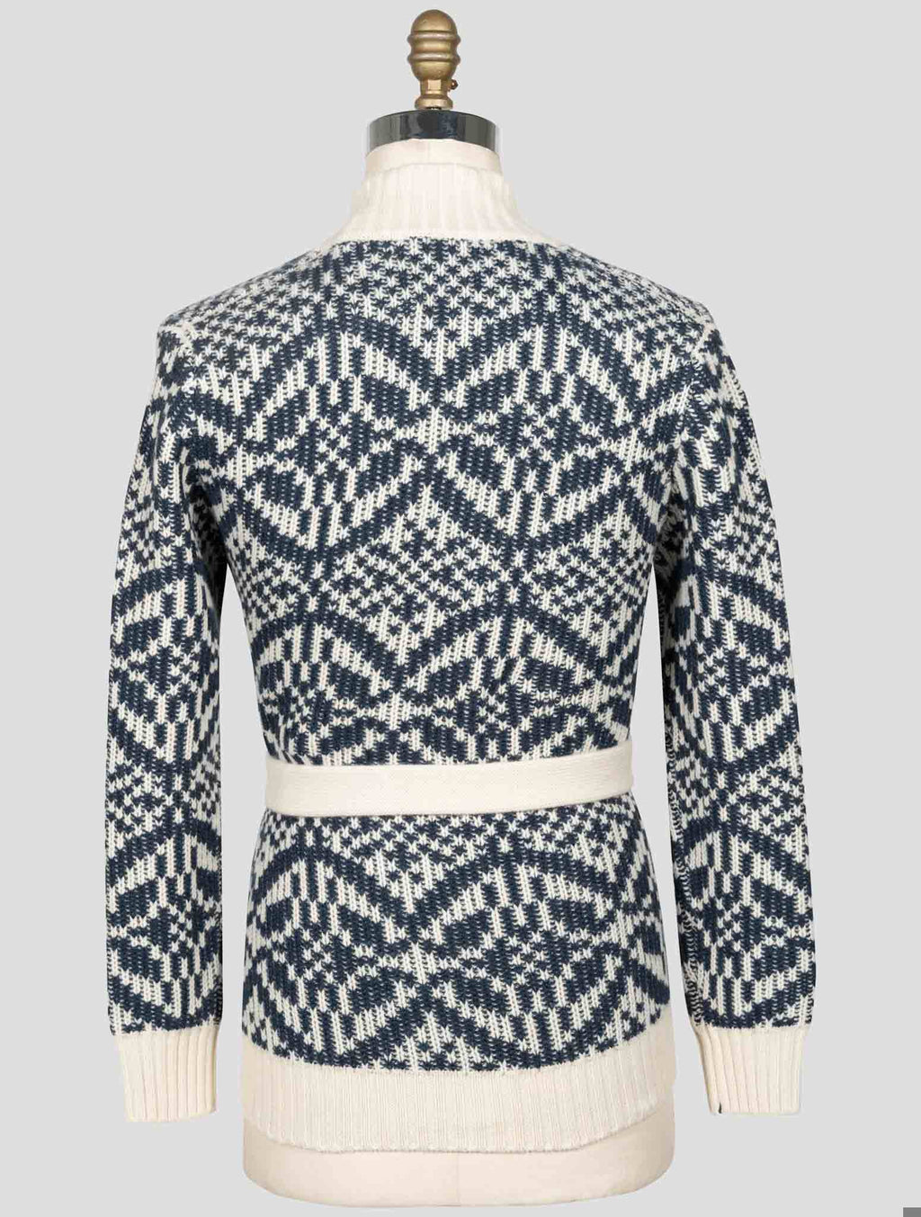 Fioroni Fioroni Blue White Cashmere Virgin Wool Cardigan Blue / White 001