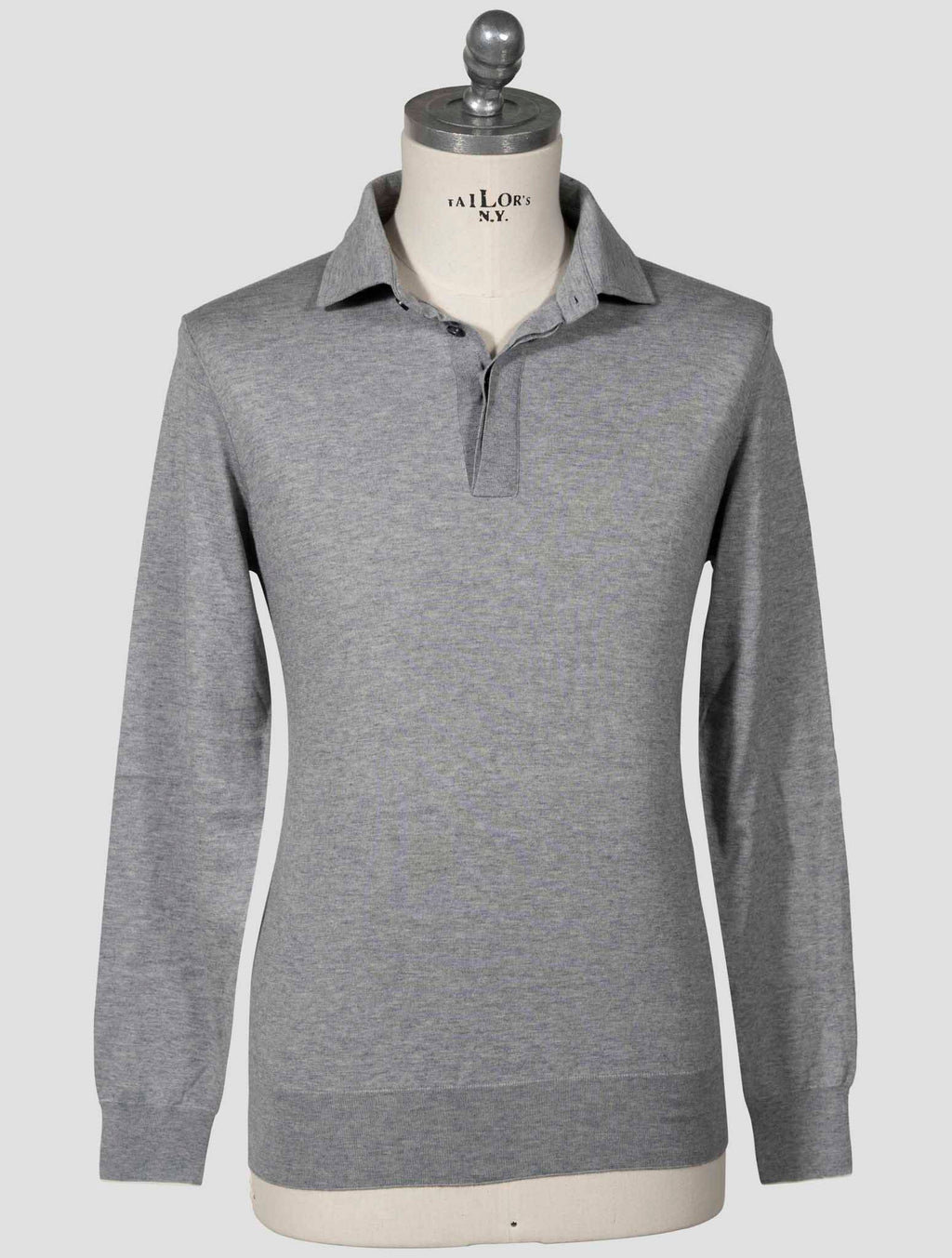 Fioroni Gray Cotton Cashmere Sweater Polo