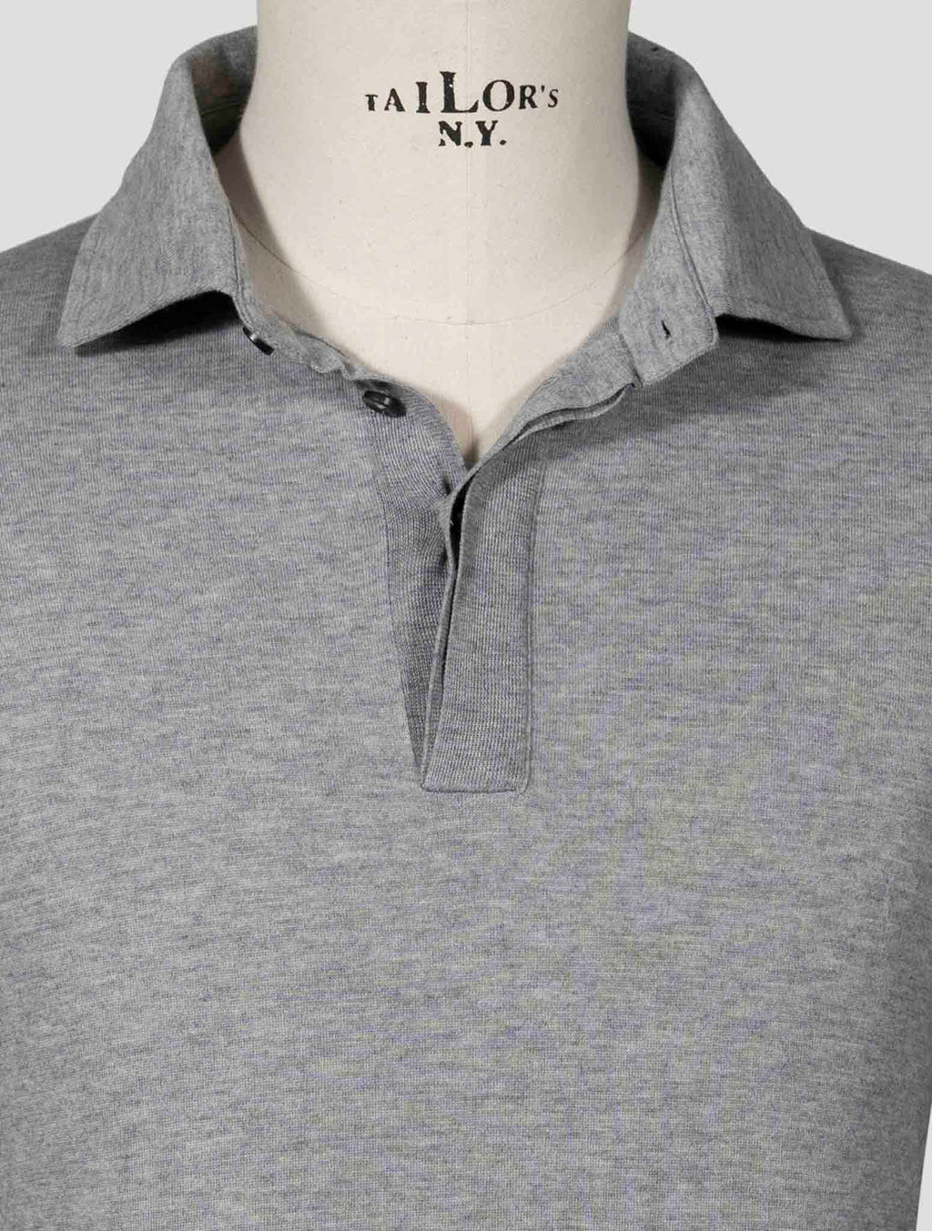 Fioroni Gray Cotton Cashmere Sweater Polo