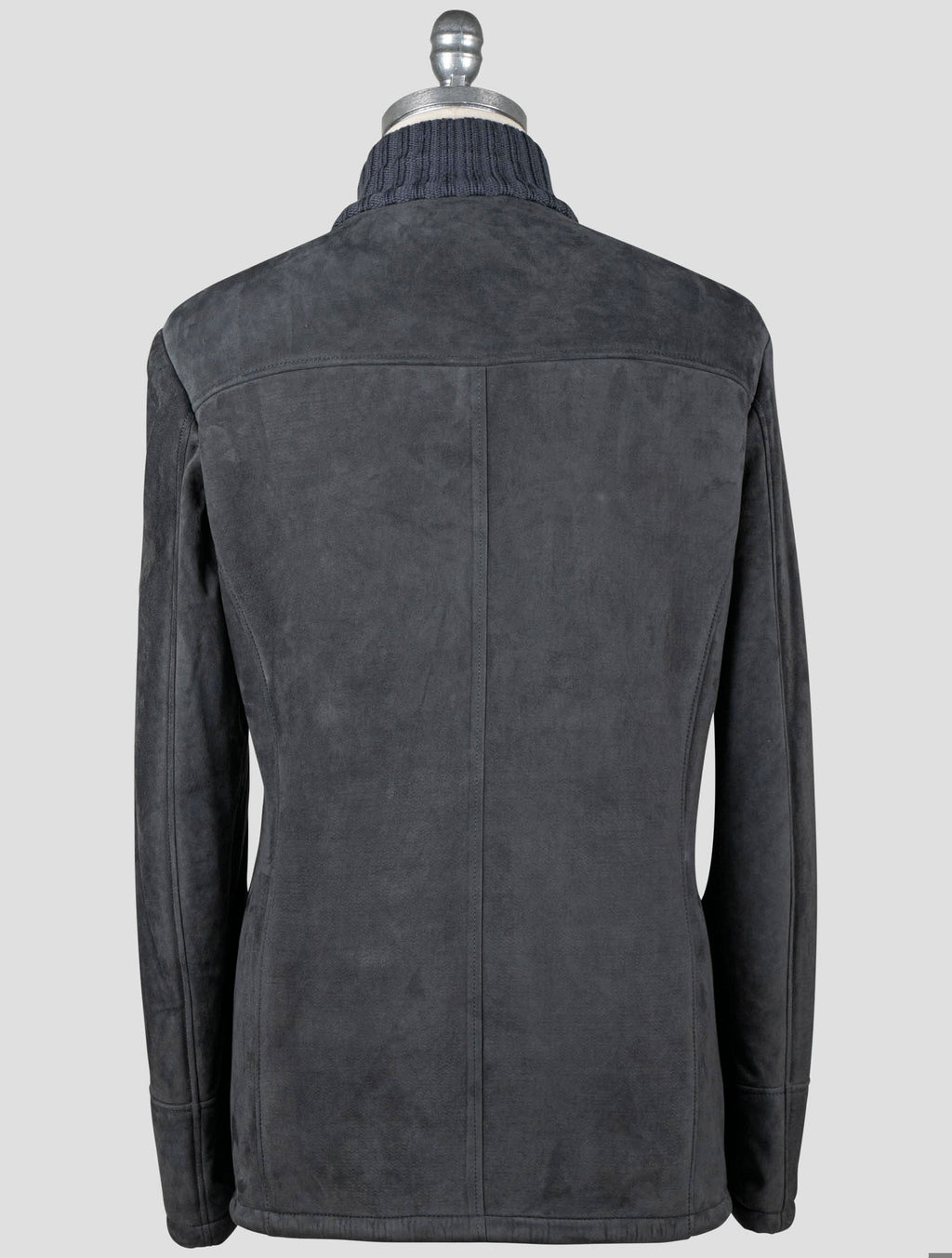 Fioroni Blue Leather Suede Wool Coat