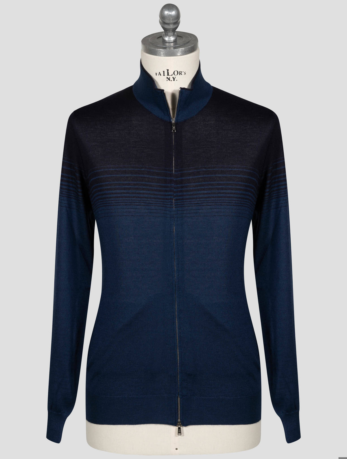 Fioroni Blue Cashmere Silk Sweater Full Zip