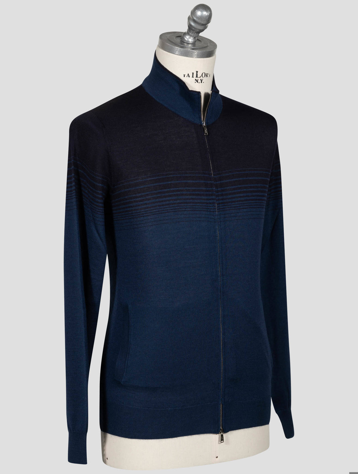 Fioroni Fioroni Blue Cashmere Silk Sweater Full Zip Blue 001