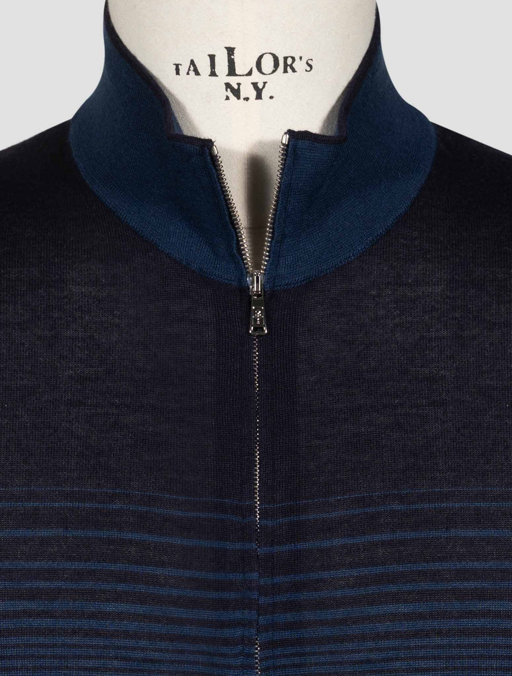 Fioroni Blue Cashmere Silk Sweater Full Zip