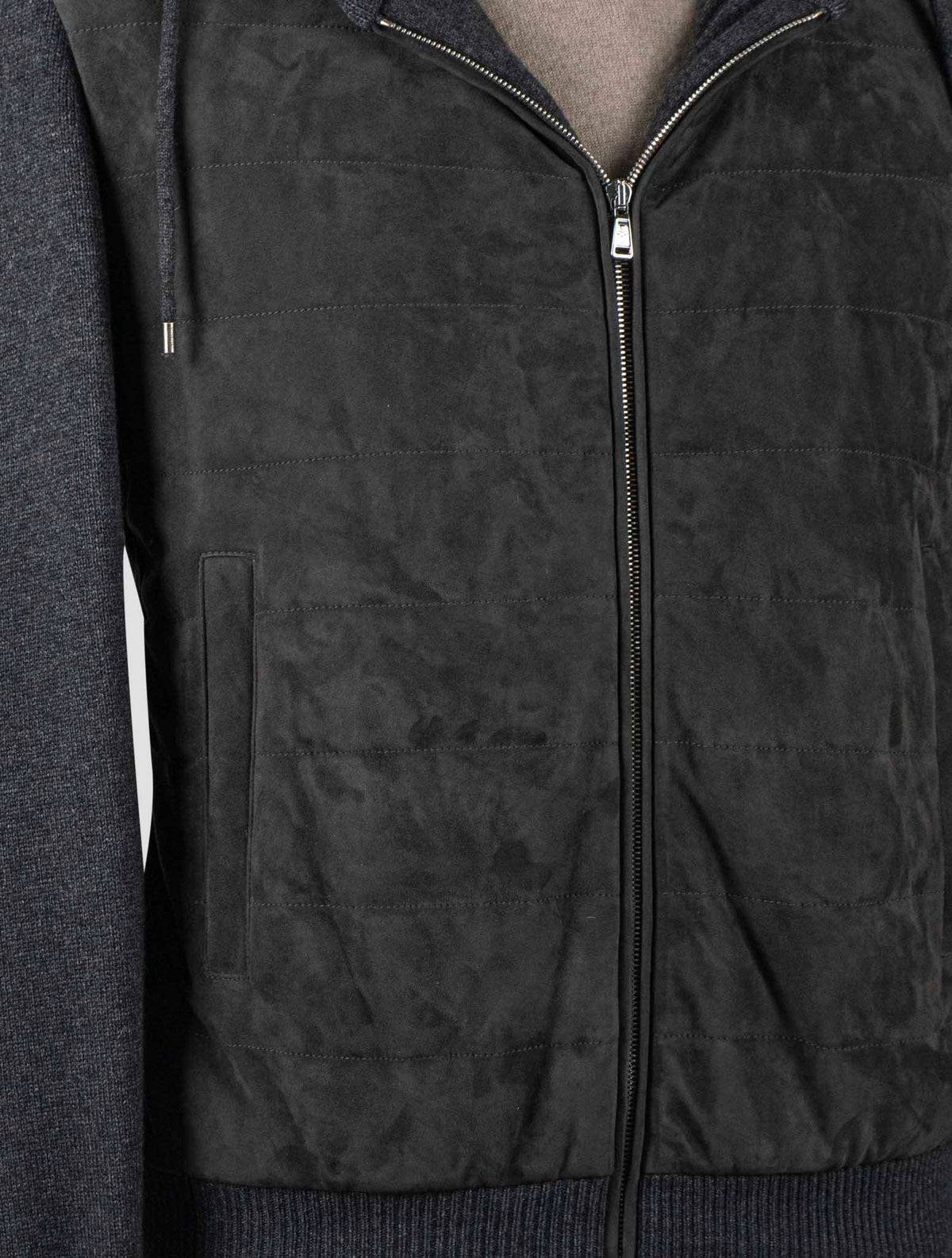 Fioroni Brown Gray Virgin Wool Viscose Cashmere Leather Suede Coat