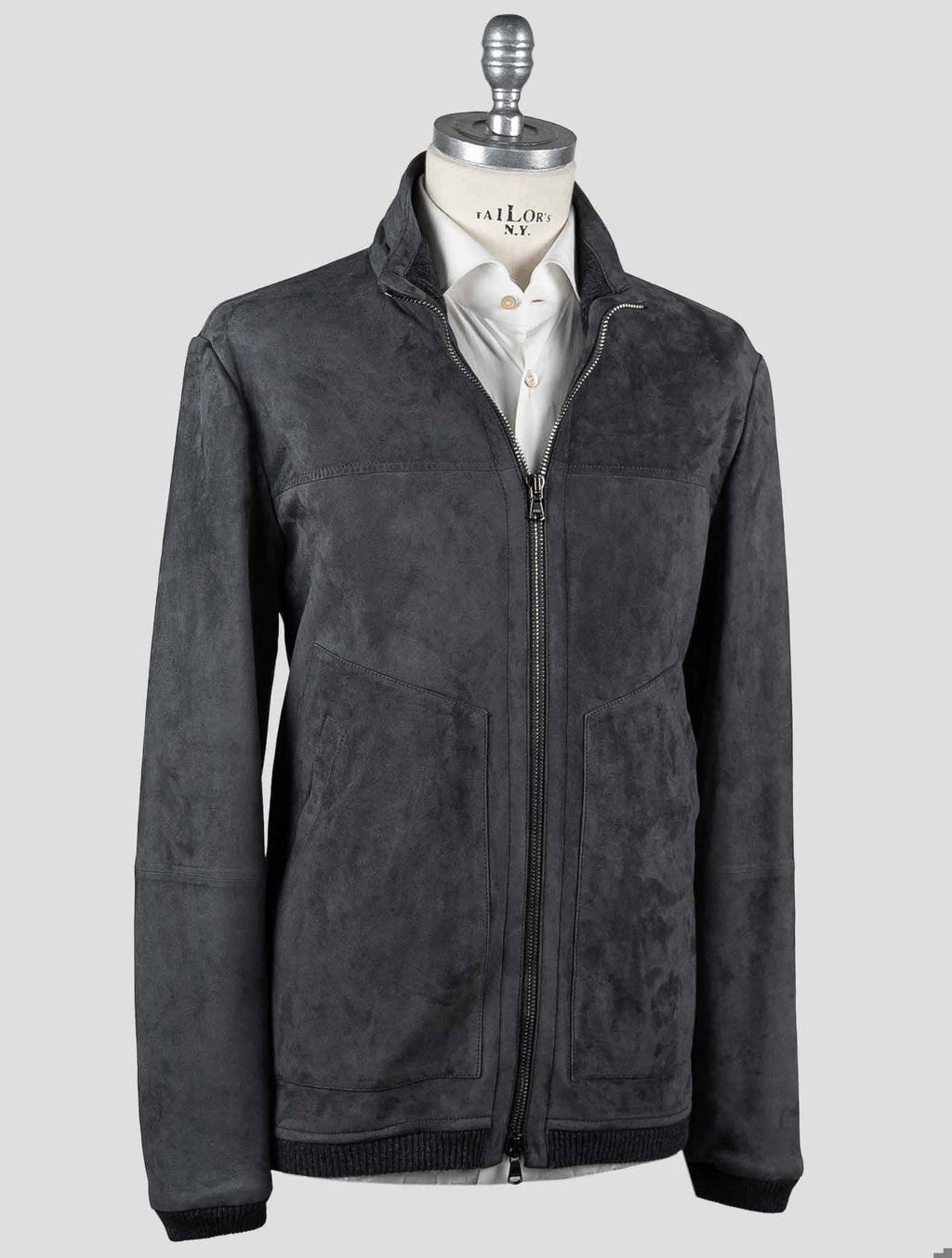 Fioroni Fioroni Gray Leather Suede Coat Gray 001