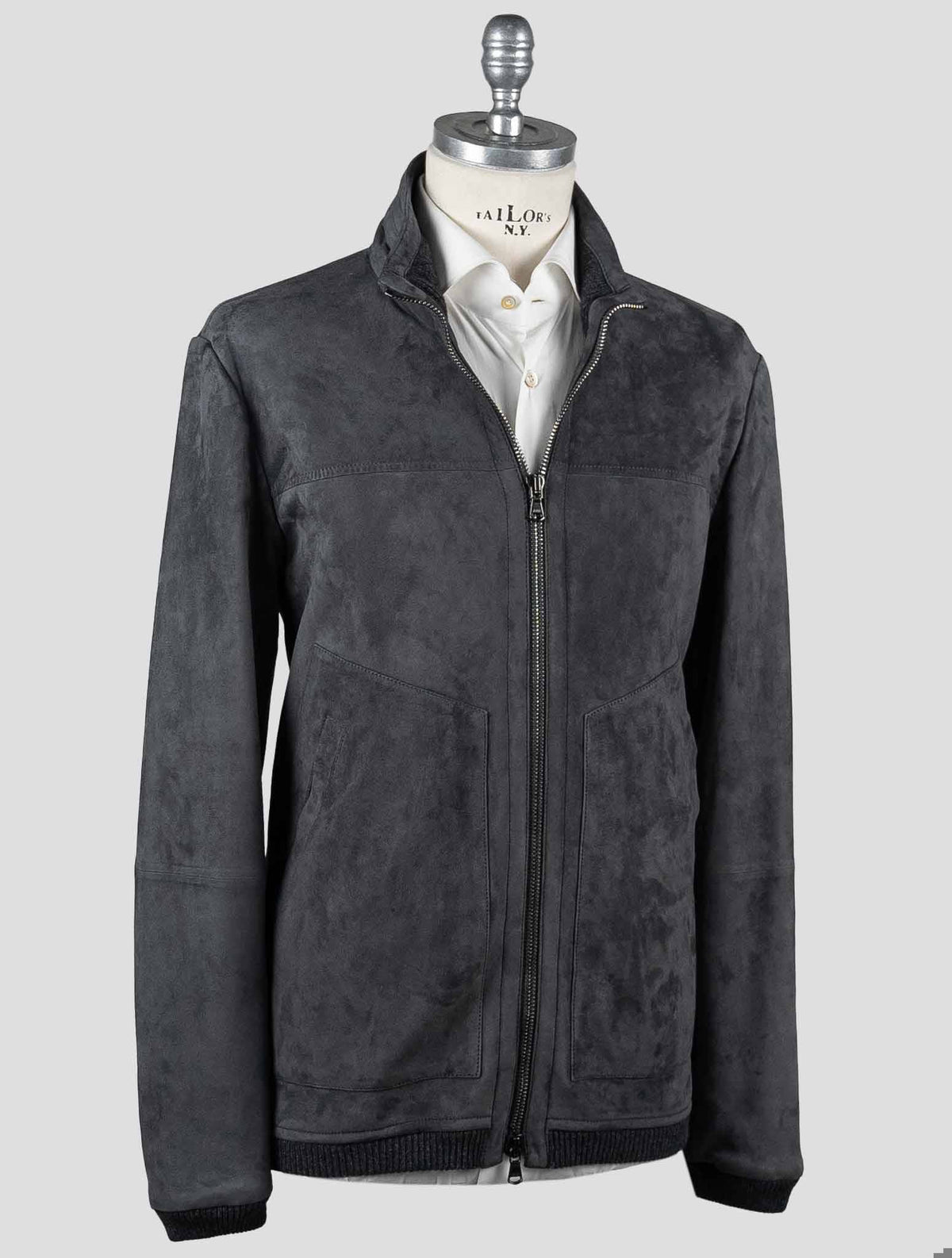 Fioroni Fioroni Gray Leather Suede Coat Gray 001