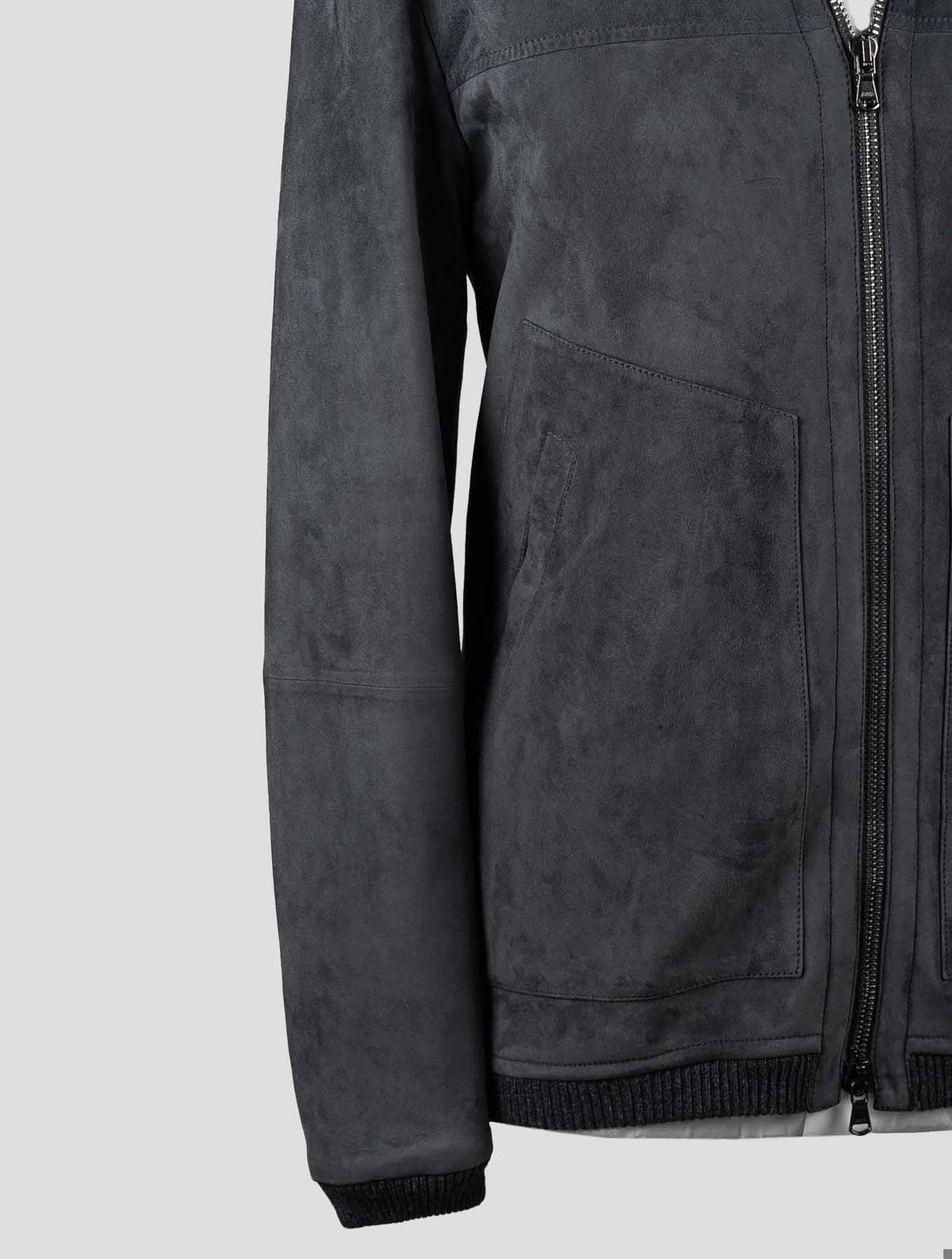 Fioroni Gray Leather Suede Coat