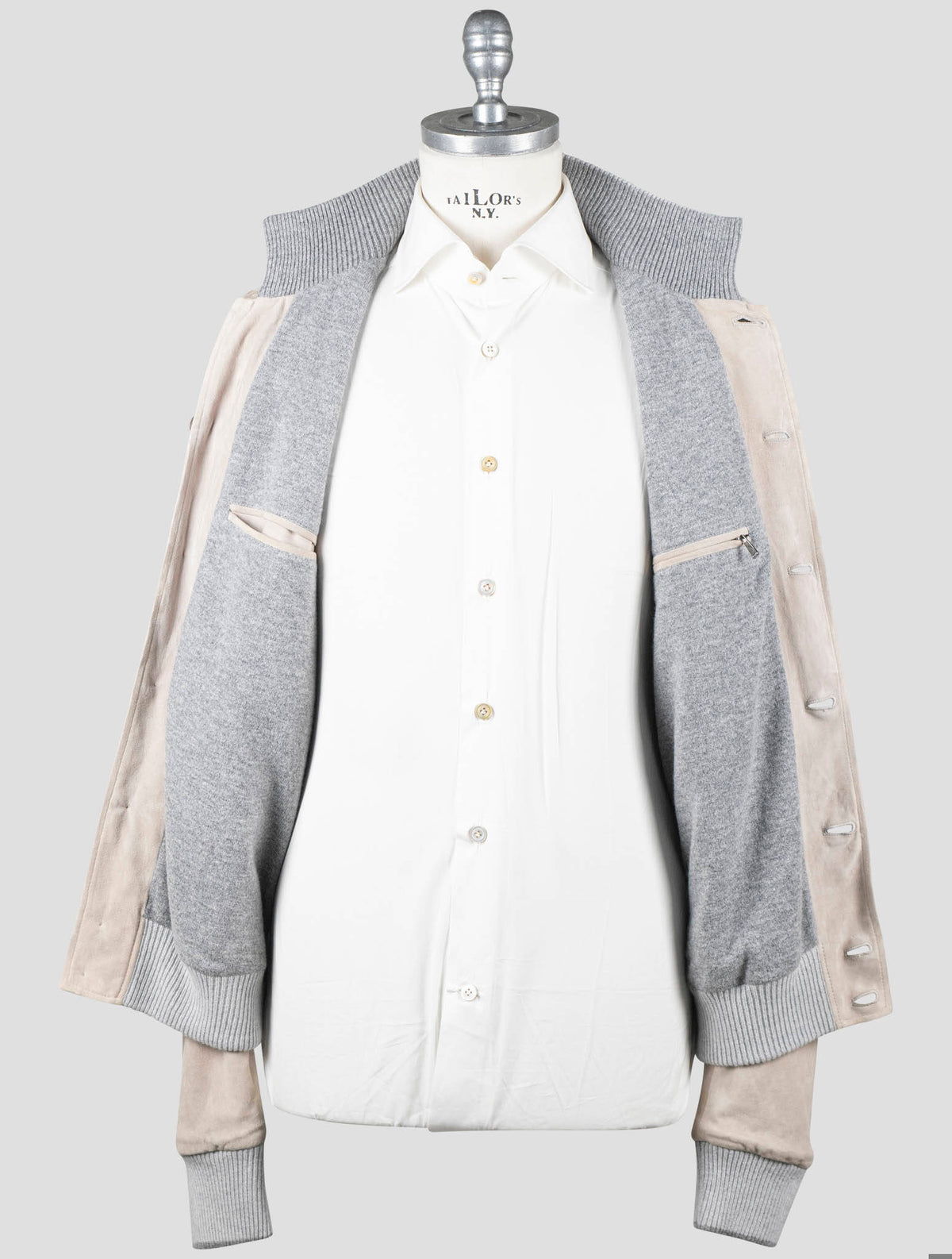 Fioroni Beige Vigin Wool Cashmere Leather Suede Coat