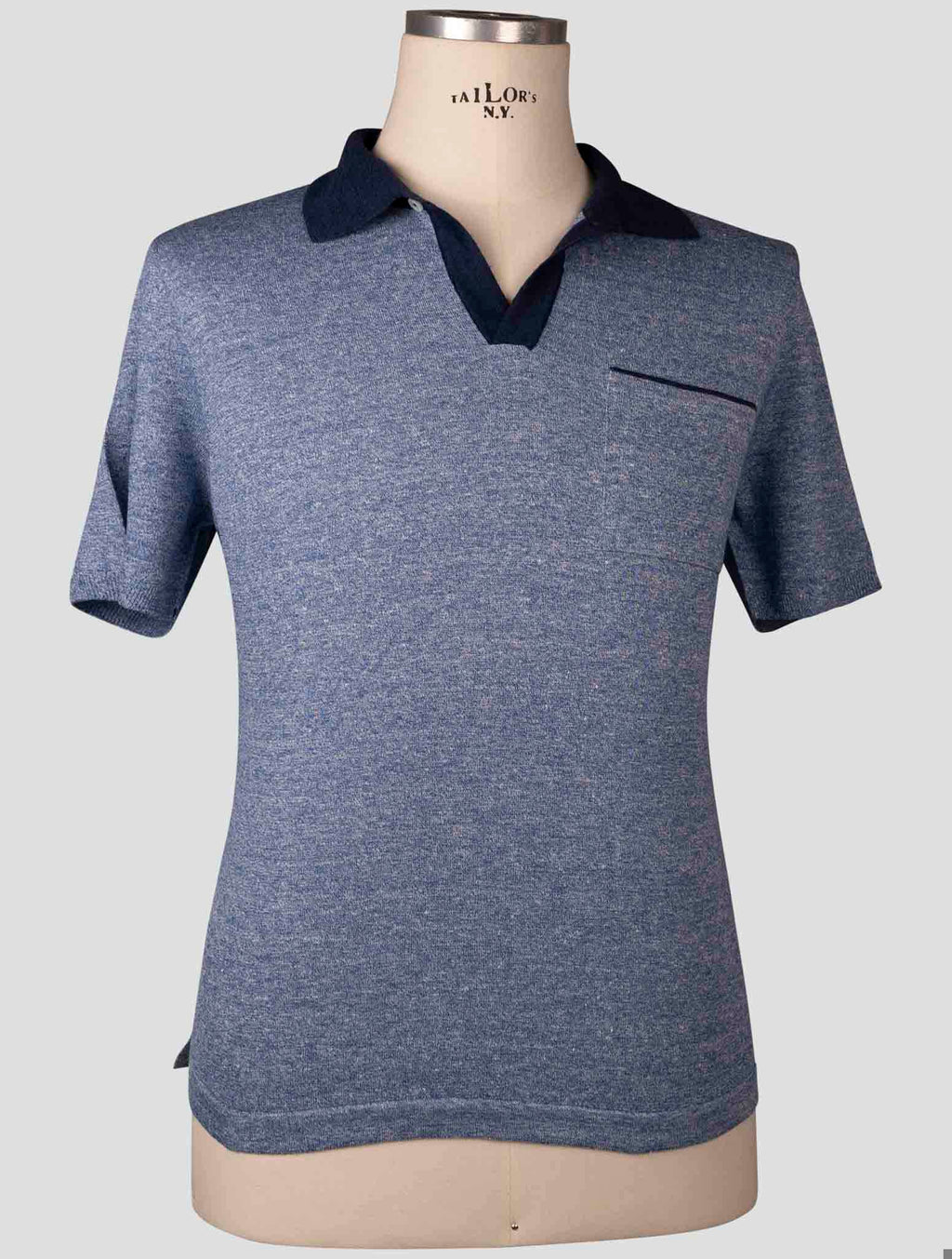 Fioroni Blue Linen Cotton Polo