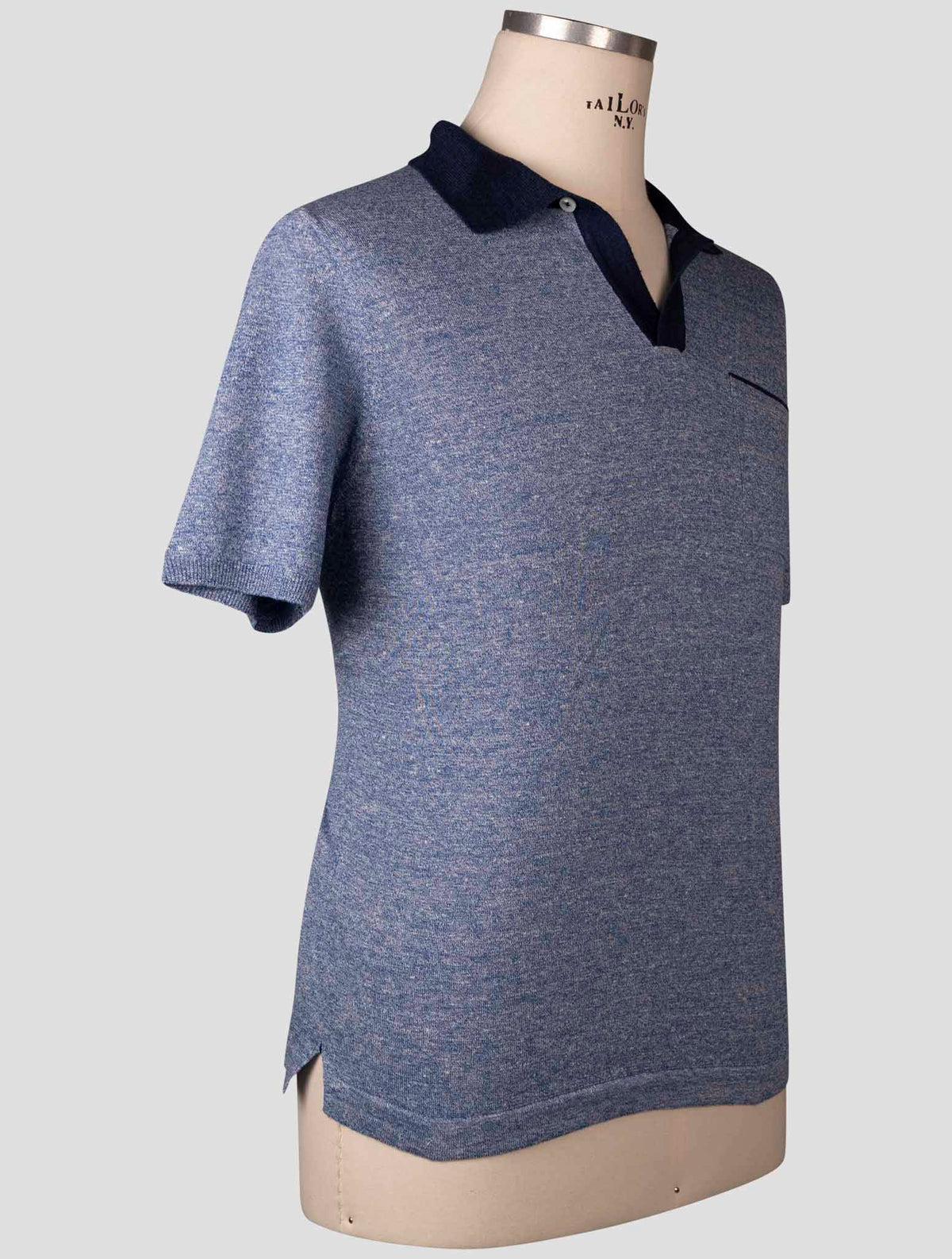 Fioroni Fioroni Blue Linen Cotton Polo Blue 001