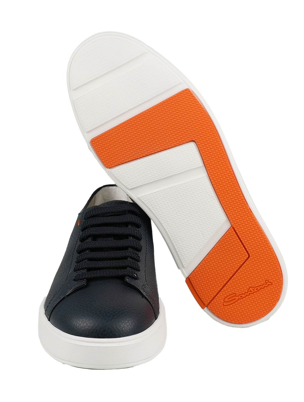 Santoni Blue Leather Sneakers