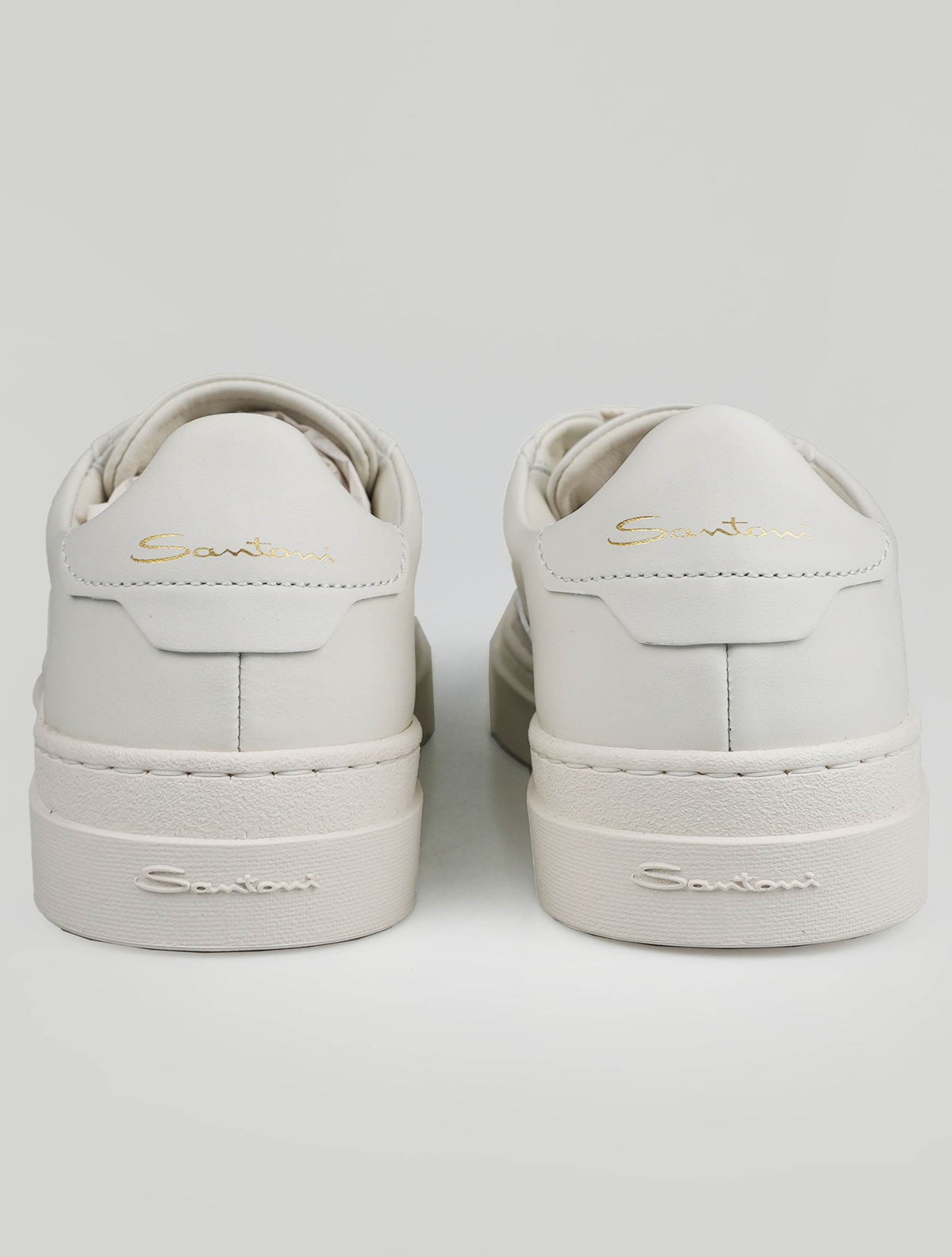 Santoni White Leather Sneakers