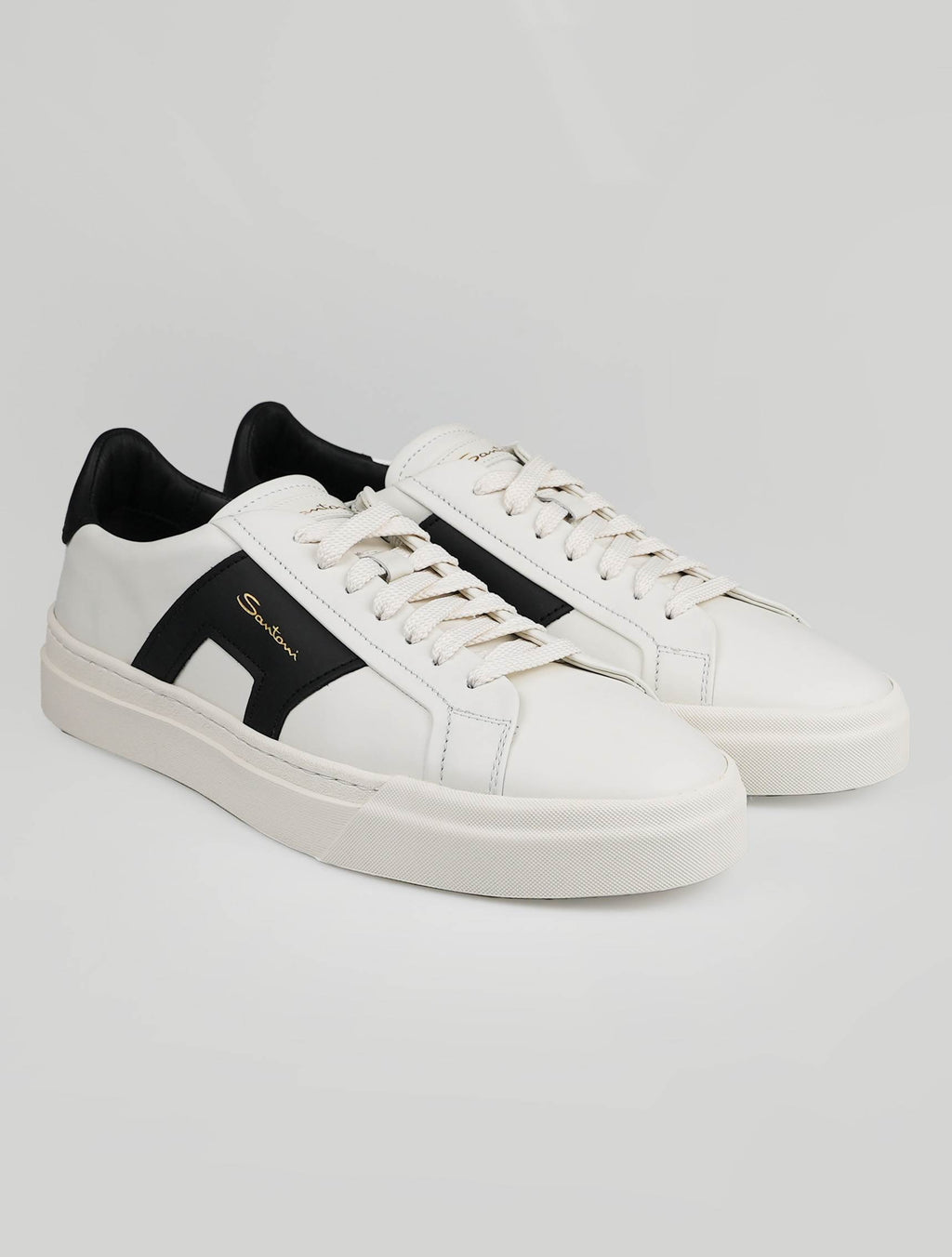 Santoni Santoni White Black Leather Sneakers White / Black 000