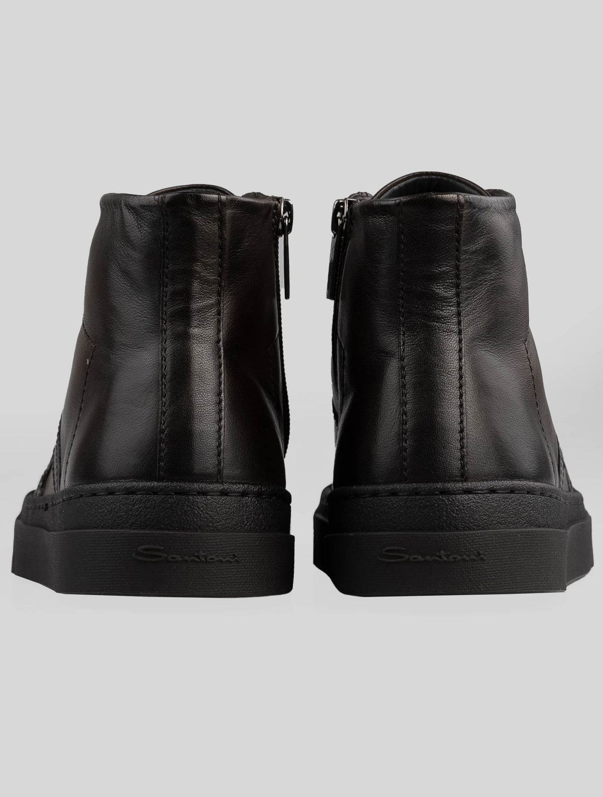 Santoni Brown Leather Sneakers