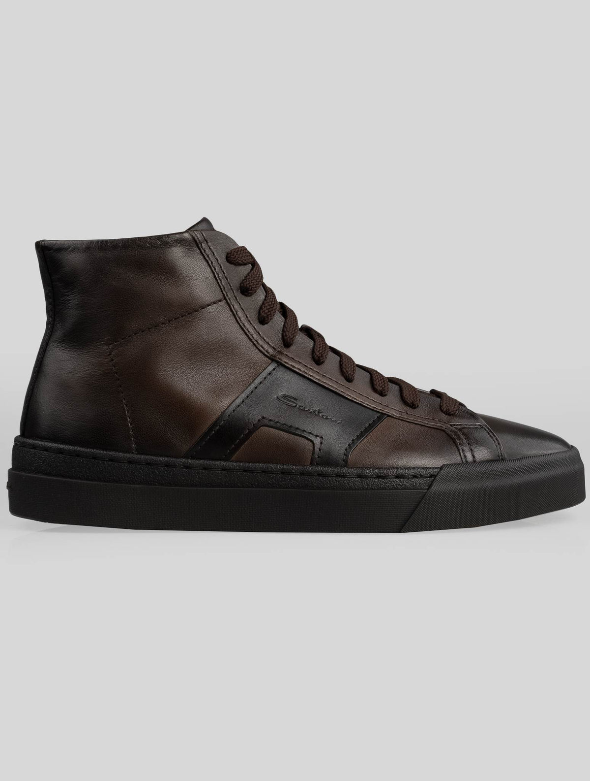 Santoni Brown Leather Sneakers